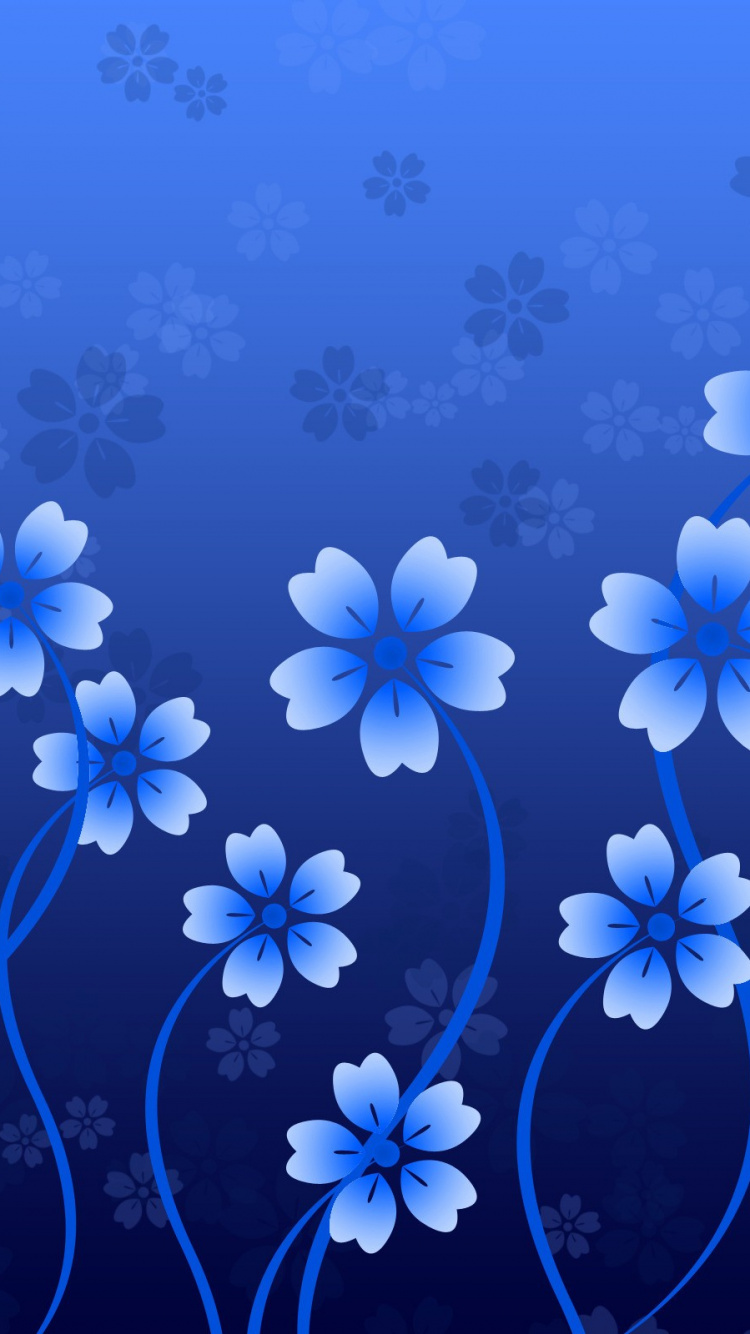 Illustration de Fleur Bleue et Blanche. Wallpaper in 750x1334 Resolution