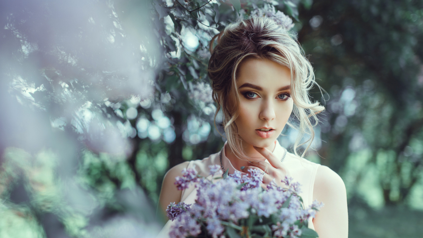 Cheveu, Beauté, Lilas, Coiffure, Printemps. Wallpaper in 1366x768 Resolution