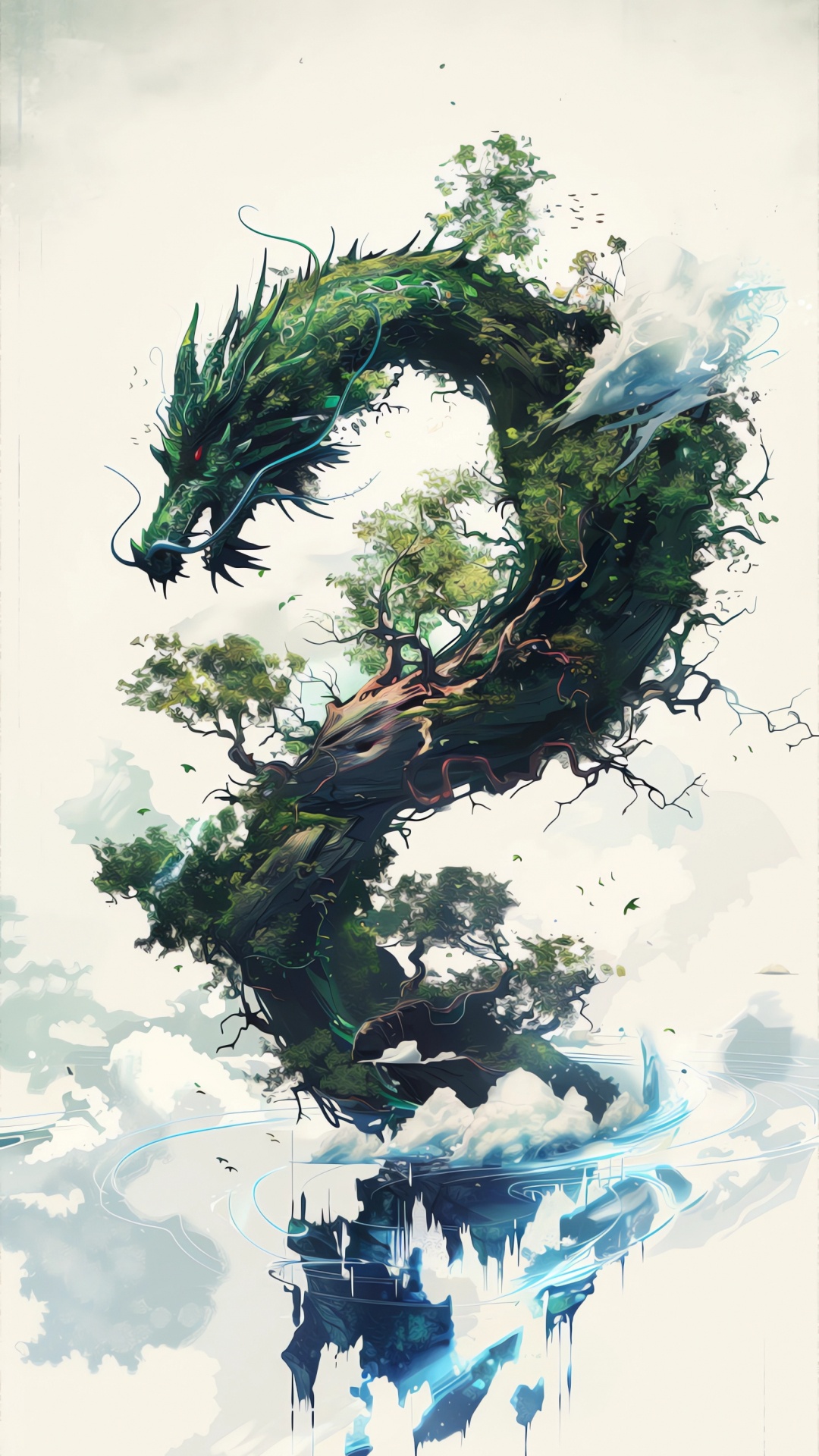 Immergrün, Visual Arts, Malerei, Wasserressourcen, Naturlandschaft. Wallpaper in 1080x1920 Resolution