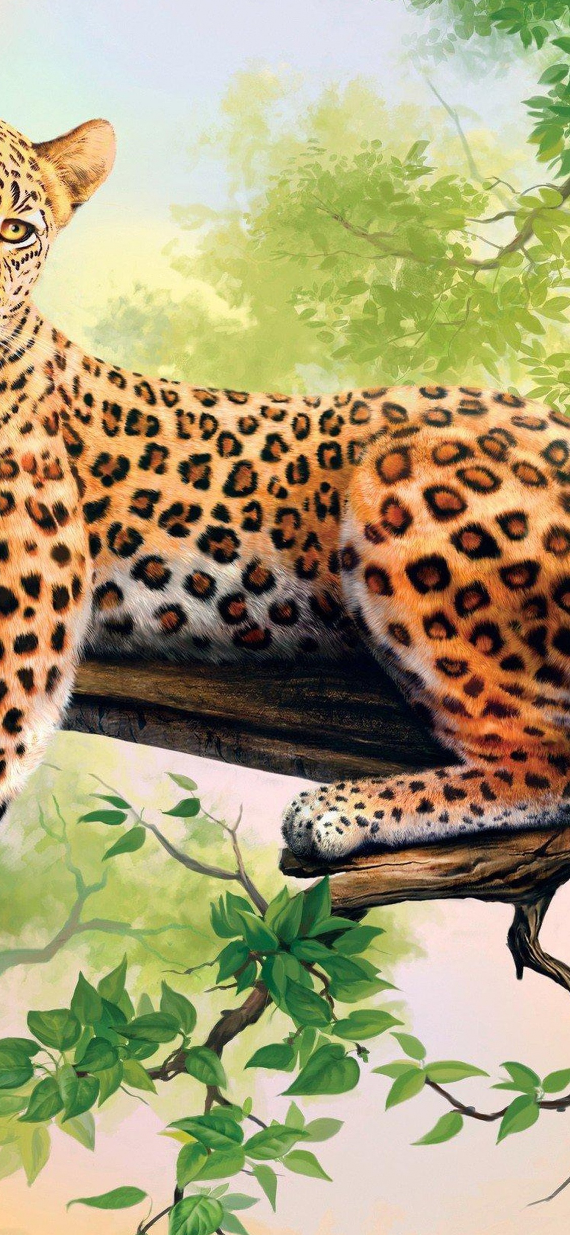 Leopardo en la Rama de un Árbol Durante el Día. Wallpaper in 1125x2436 Resolution