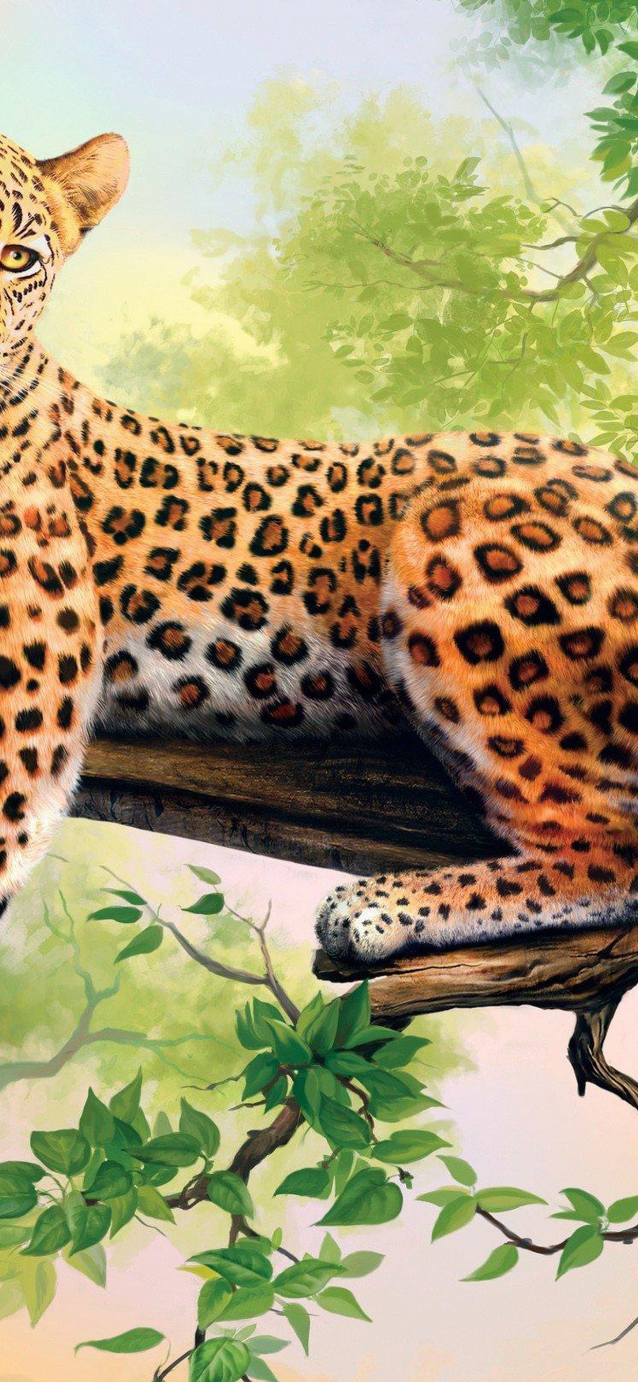 Leopardo en la Rama de un Árbol Durante el Día. Wallpaper in 1242x2688 Resolution