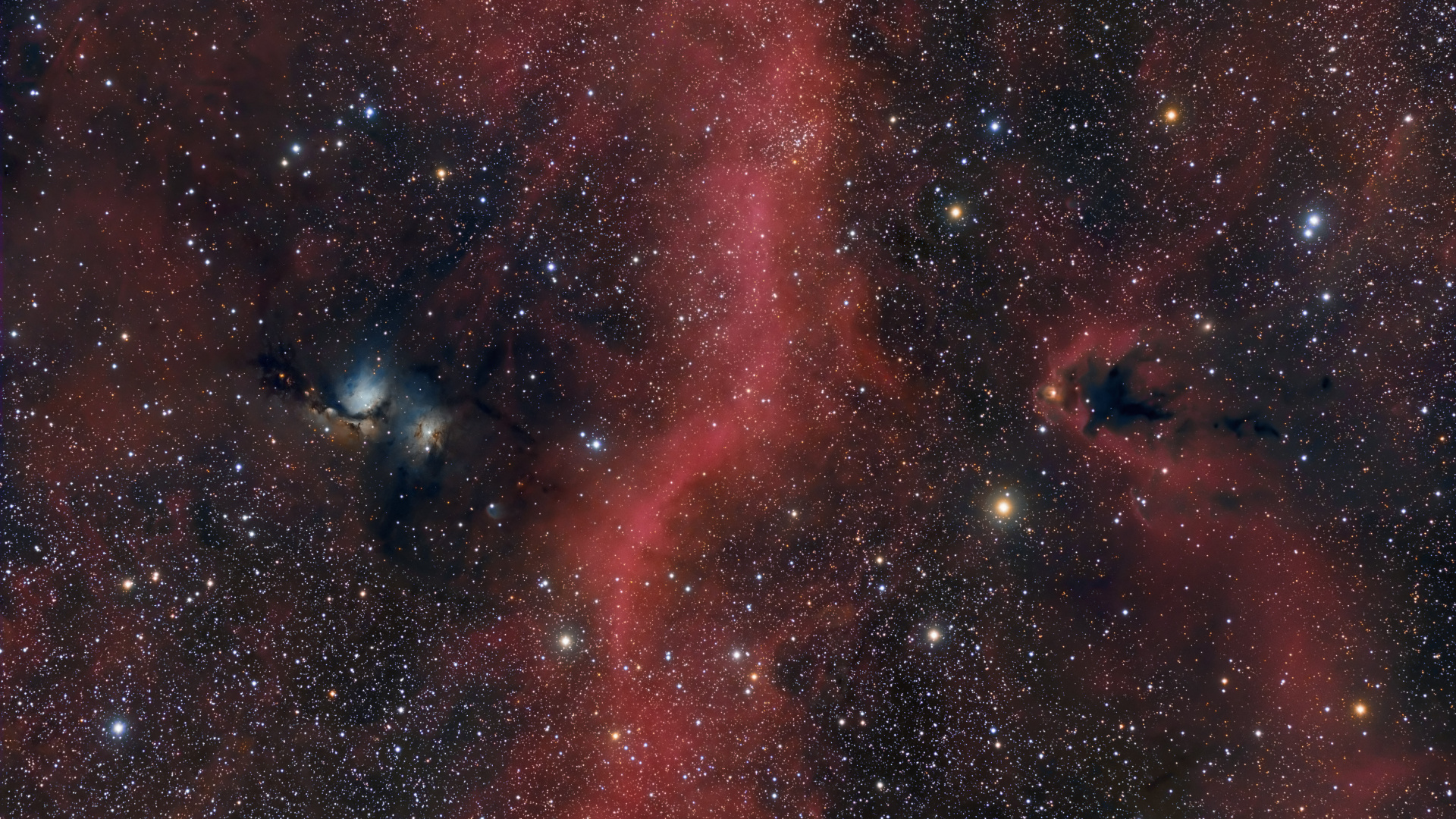 Ilustración de Galaxia Roja y Azul. Wallpaper in 1920x1080 Resolution