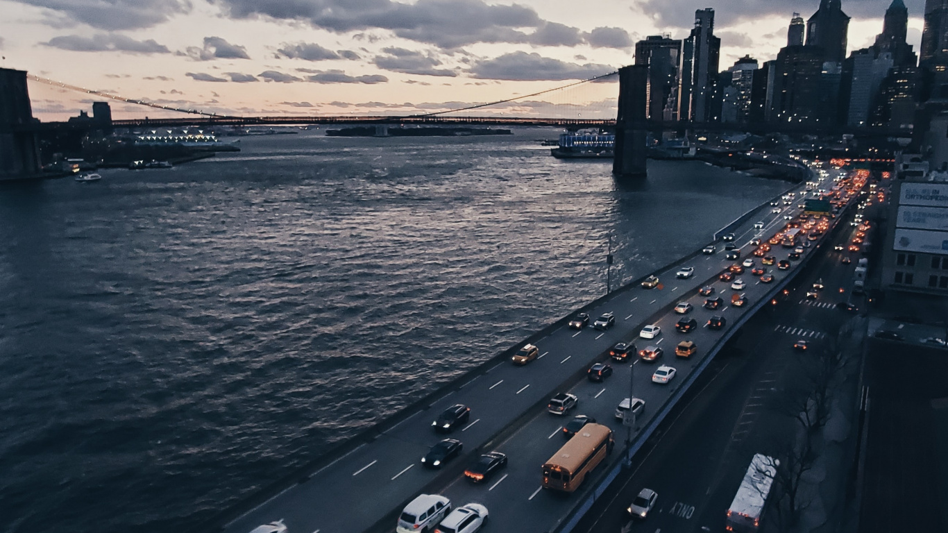 Cloud, Water, Cars, Building, Body of Water. Wallpaper in 1366x768 Resolution