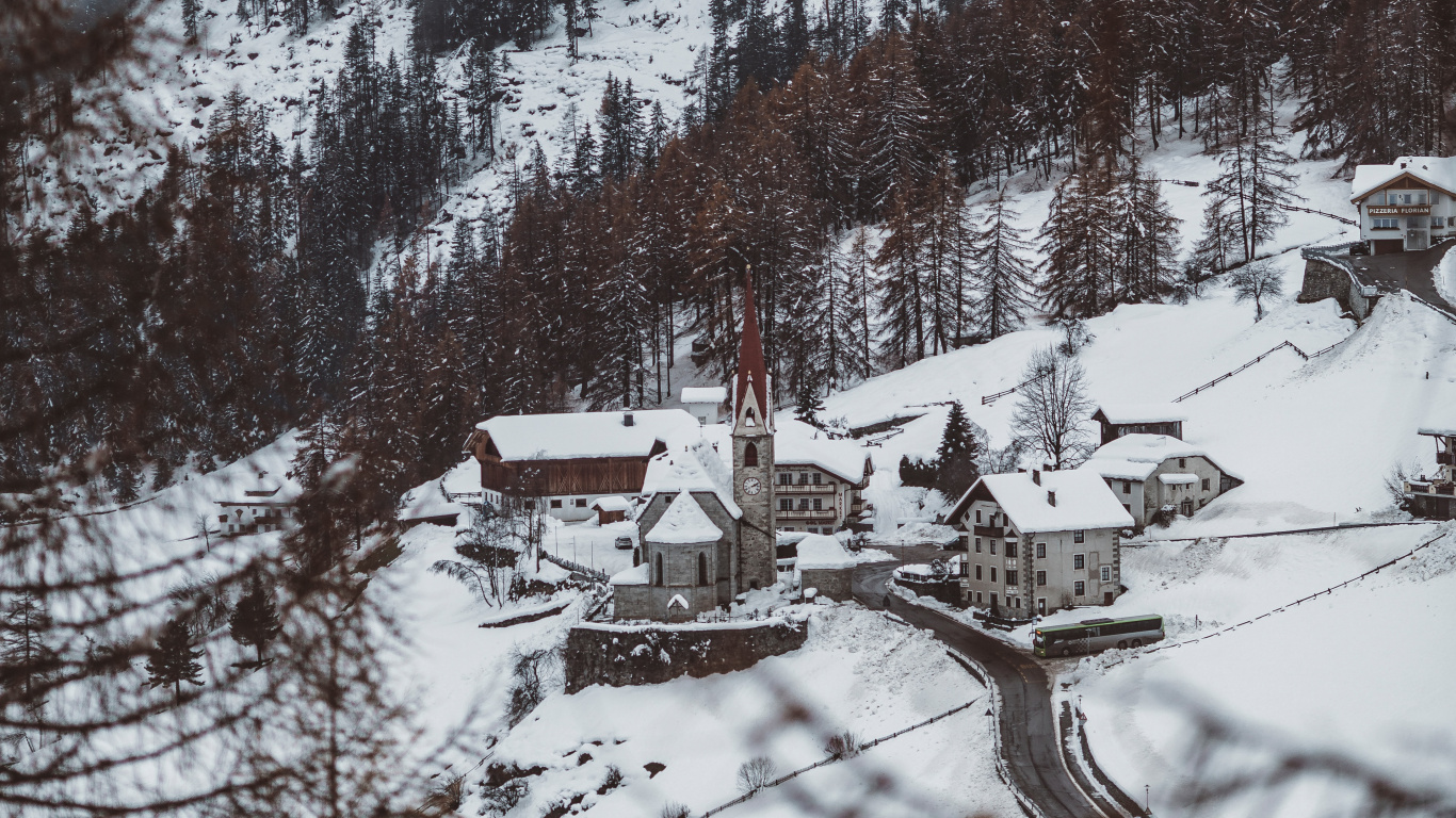 Winter, Snow, Tree, Water, Natural Landscape. Wallpaper in 1366x768 Resolution