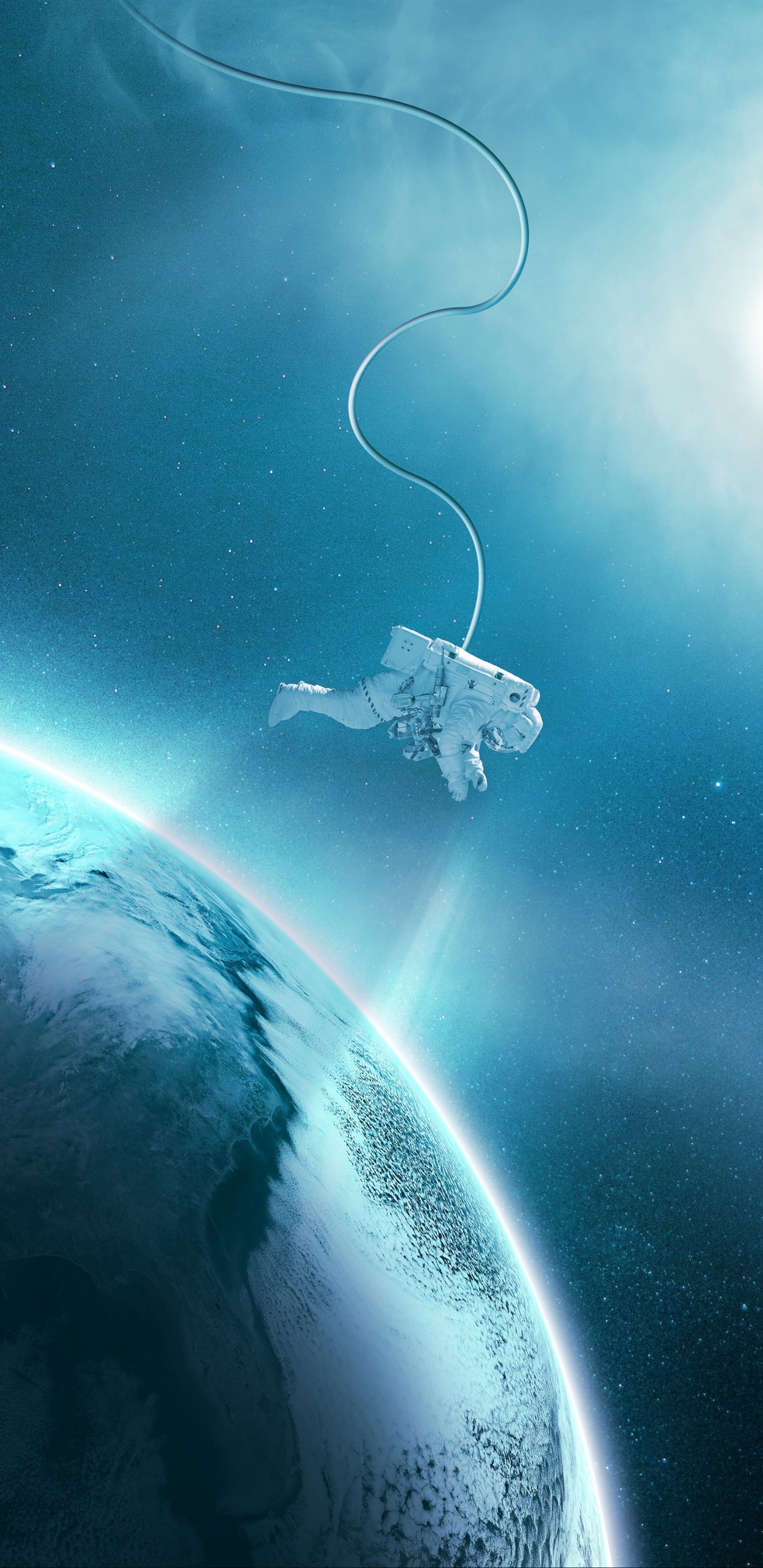 Astronauta Flotando en el Arte Espacial, Astronauta, Traje Espacial, Espacio, Arte. Wallpaper in 1440x2960 Resolution