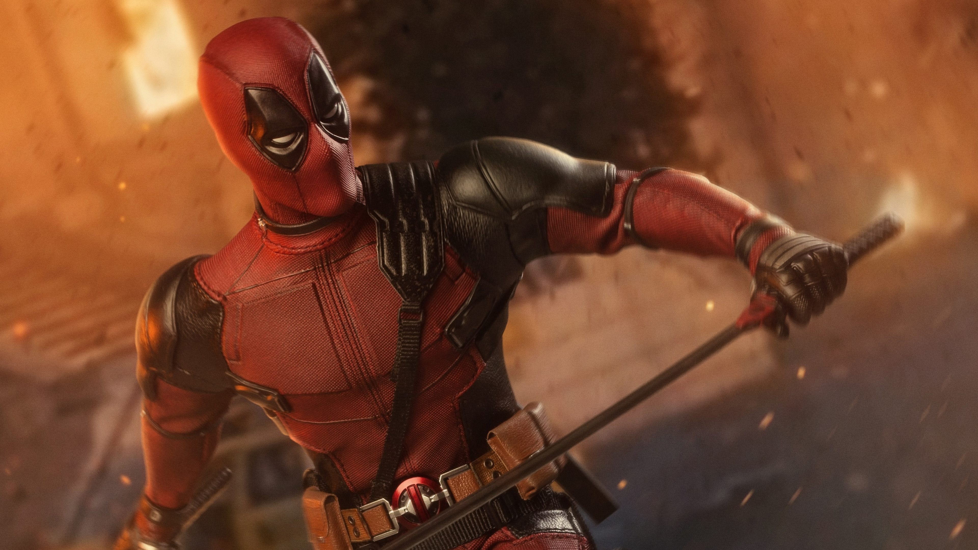 Red and Black Spider Man Holding Black Rifle. Wallpaper in 3840x2160 Resolution