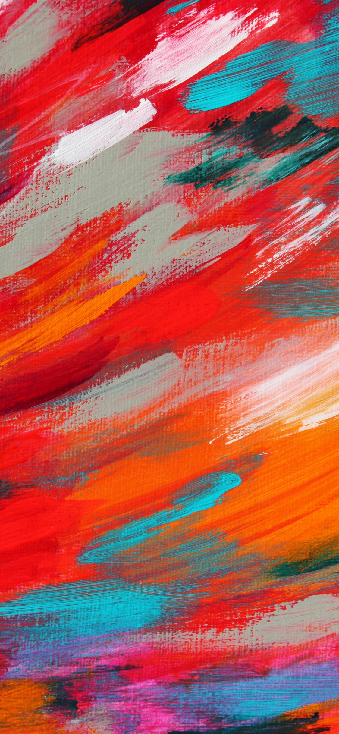 Pintura Abstracta Roja Amarilla y Azul. Wallpaper in 1125x2436 Resolution