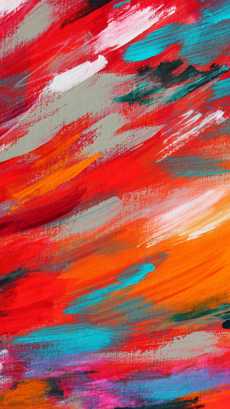 Pintura Abstracta Roja Amarilla y Azul. Wallpaper in 750x1334 Resolution