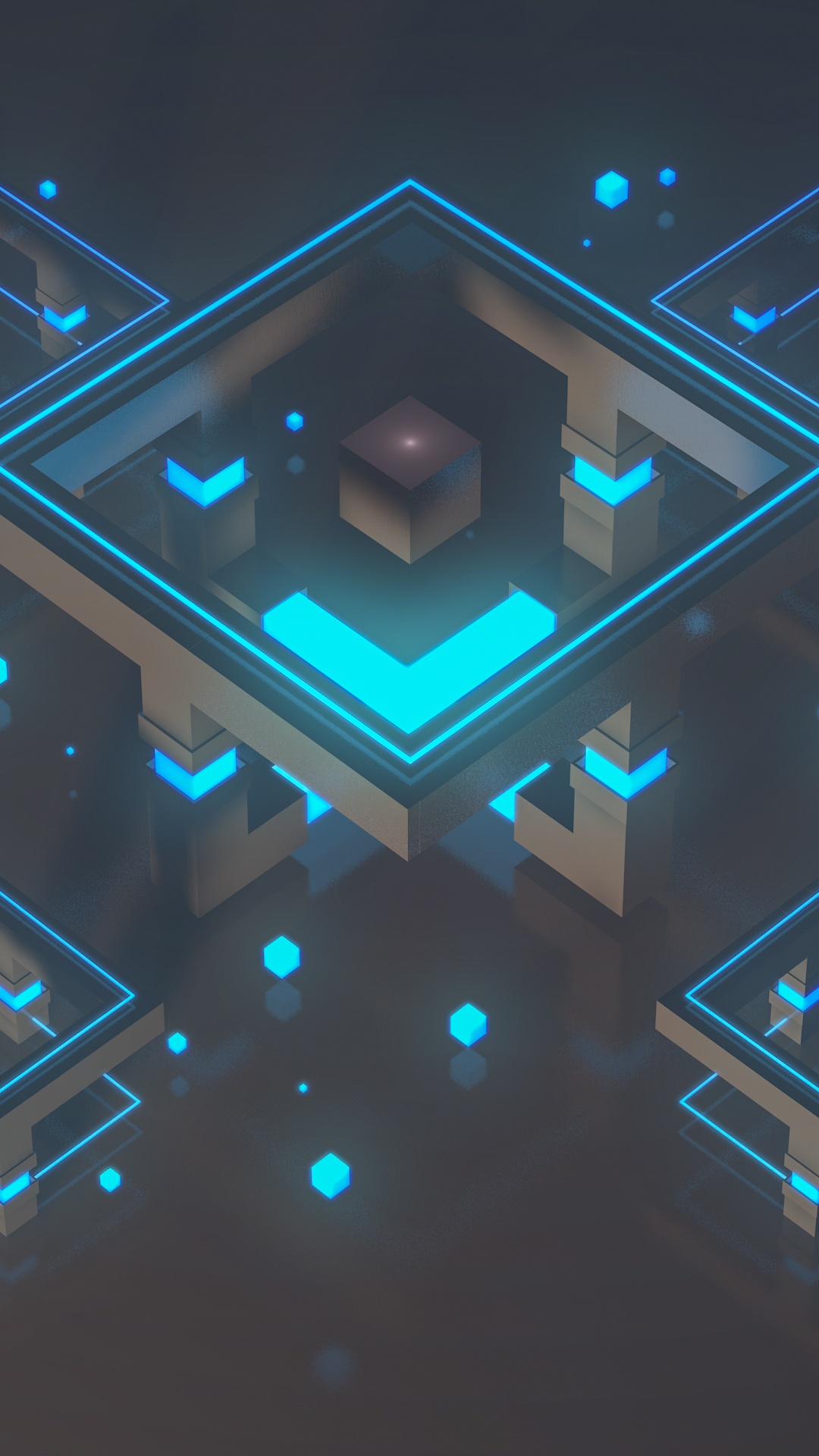 光, 电蓝色的, 对称, 空间, 视觉效果的灯光 壁纸 1080x1920 允许