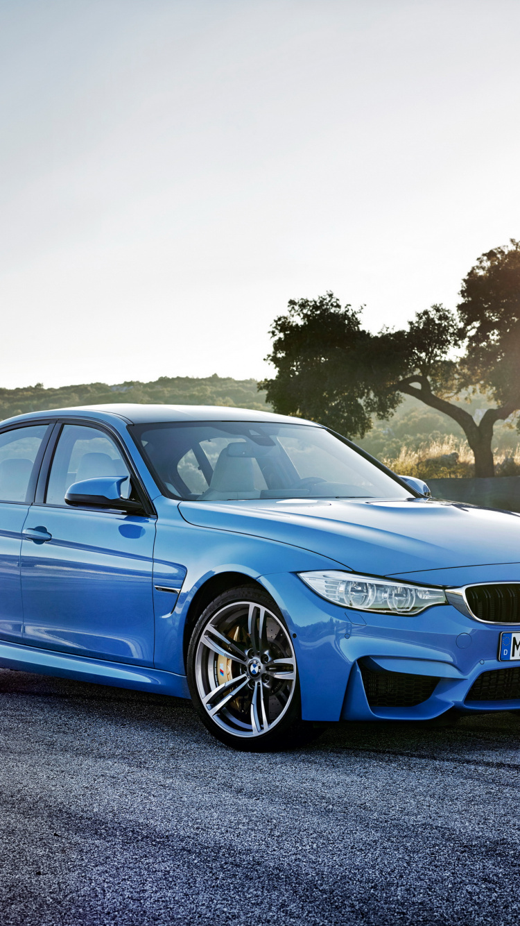 Bmw m 3 Bleu Sur Route. Wallpaper in 750x1334 Resolution