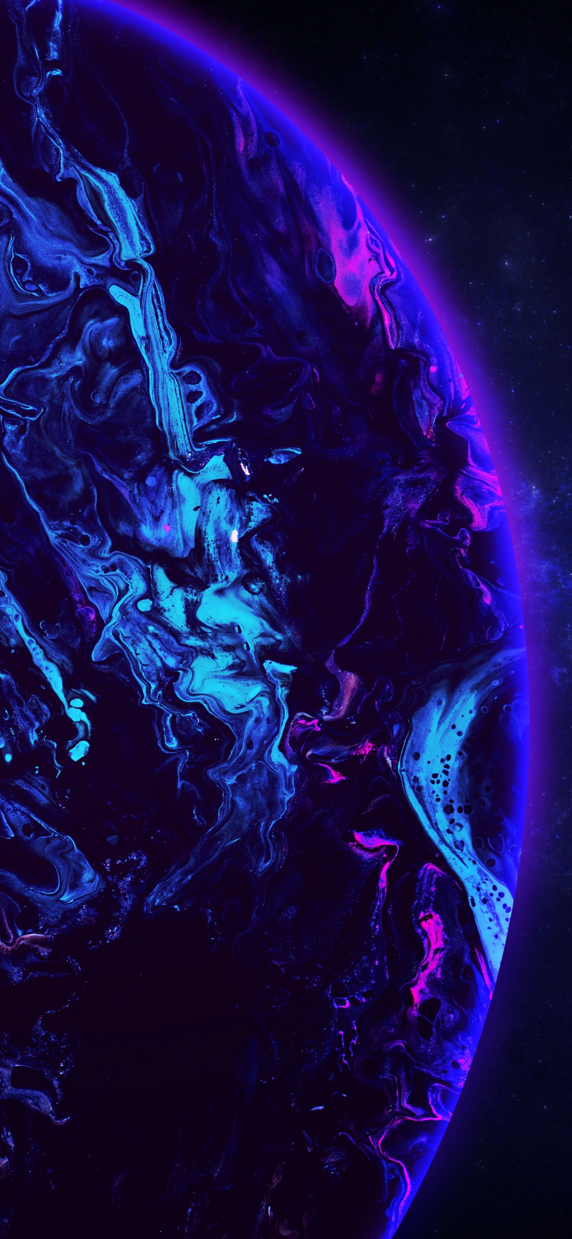 Erde, Wasser, Kunst, Astronomisches Objekt, Electric Blue. Wallpaper in 1125x2436 Resolution