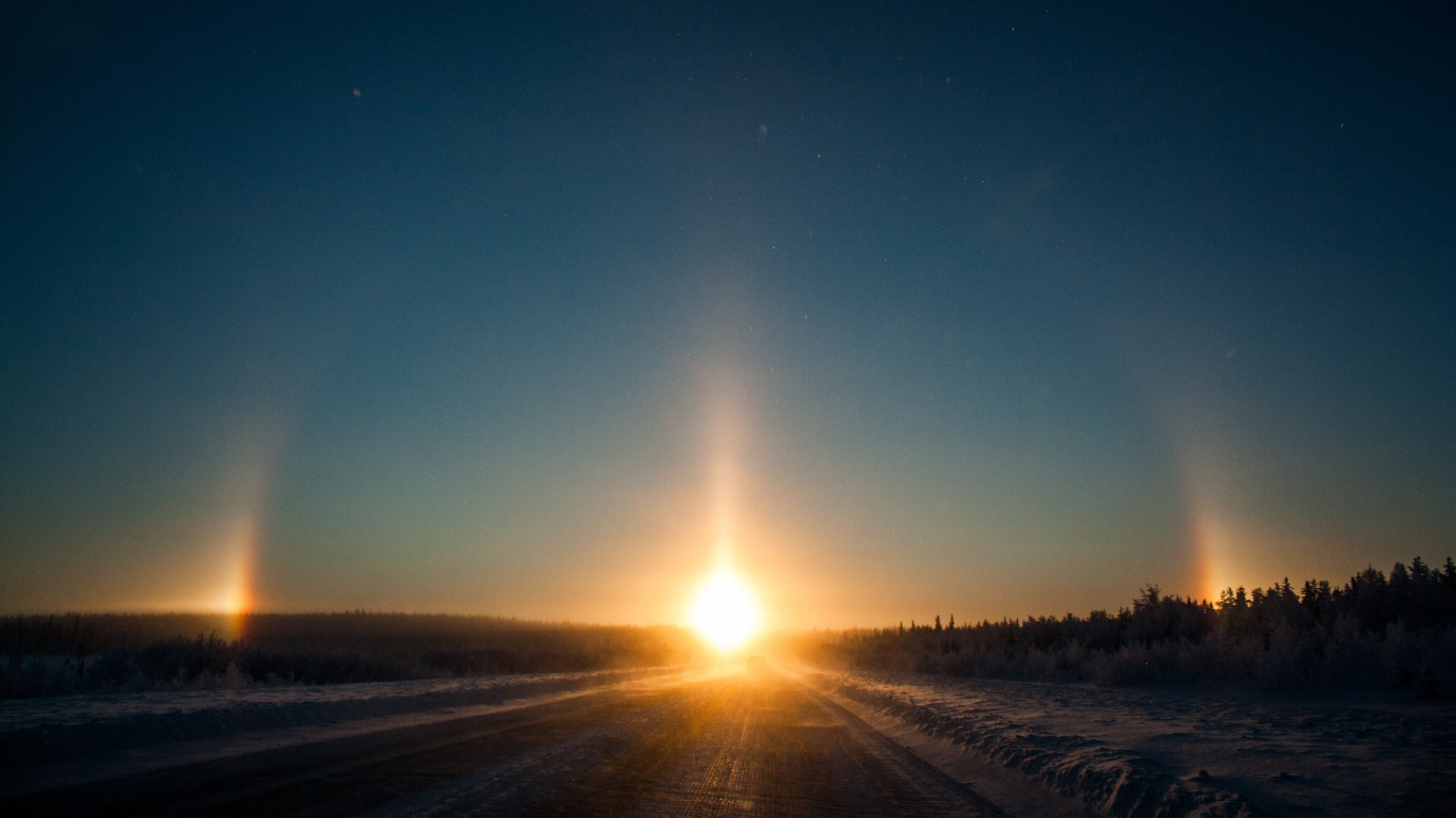 Sun Setting Over The Field. Wallpaper in 1366x768 Resolution