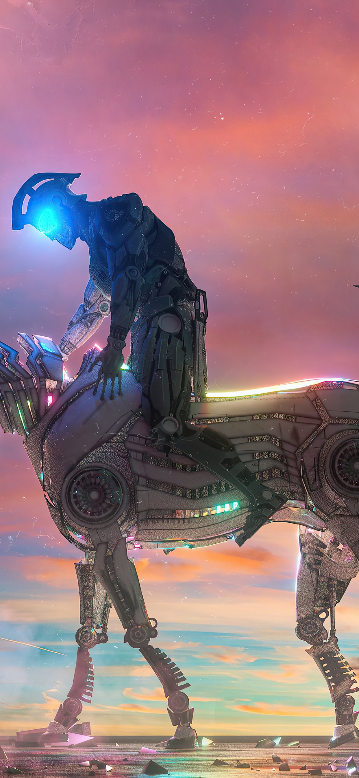 Cyborg Horse, Digital Art, Cyborg, Horse, Cloud. Wallpaper in 1242x2688 Resolution