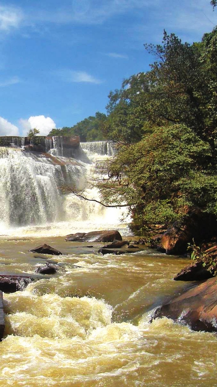 Waterfalls Under Blue Sky During Daytime. Wallpaper in 720x1280 Resolution