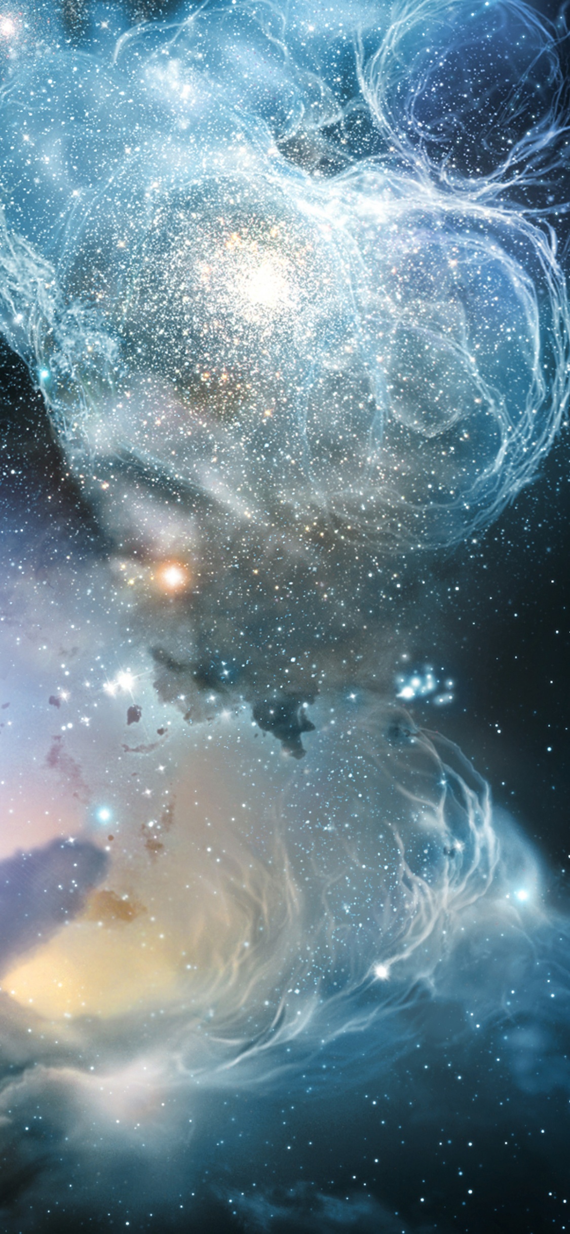 Blue and White Galaxy Illustration. Wallpaper in 1125x2436 Resolution