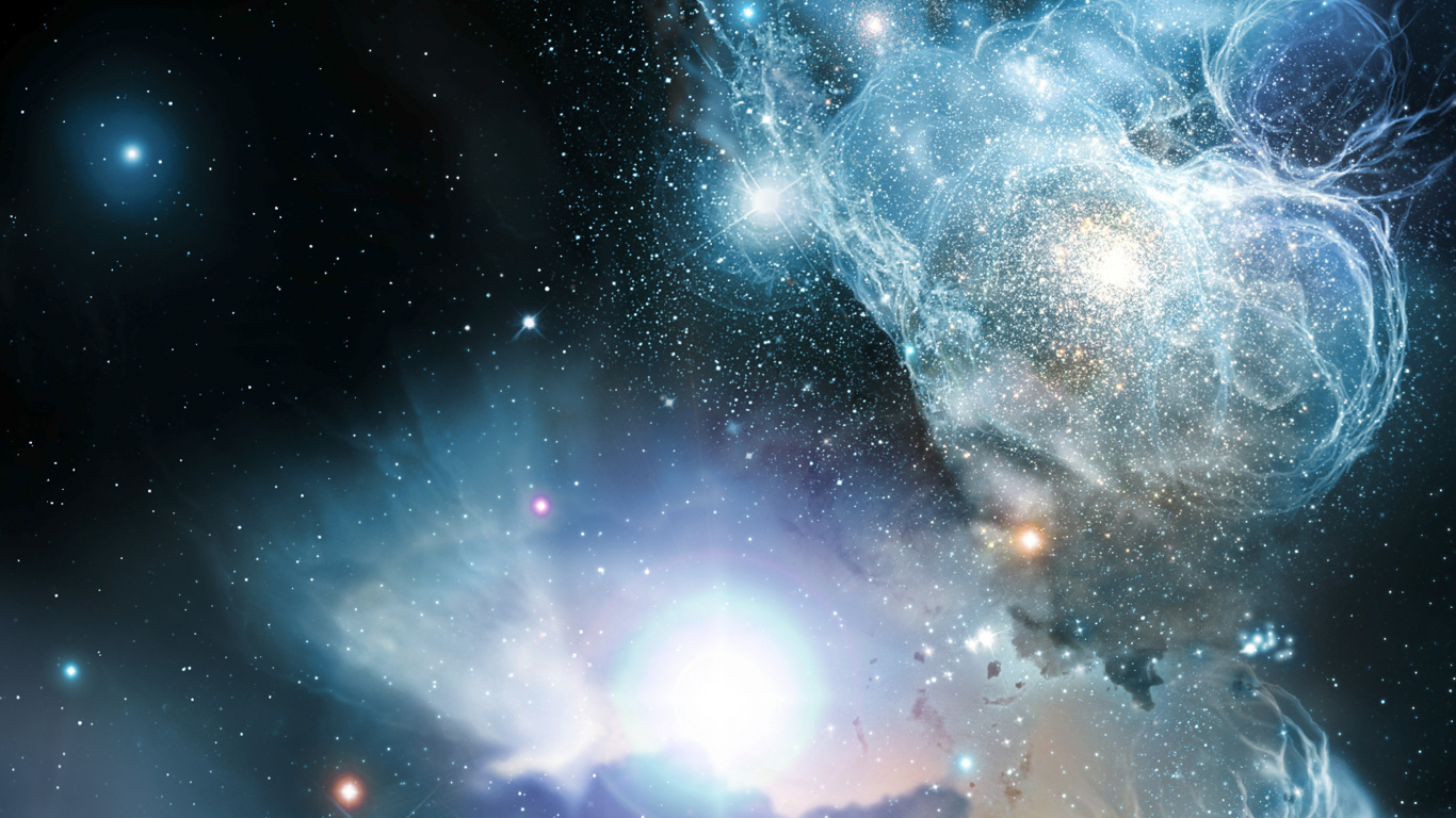 Blue and White Galaxy Illustration. Wallpaper in 1366x768 Resolution