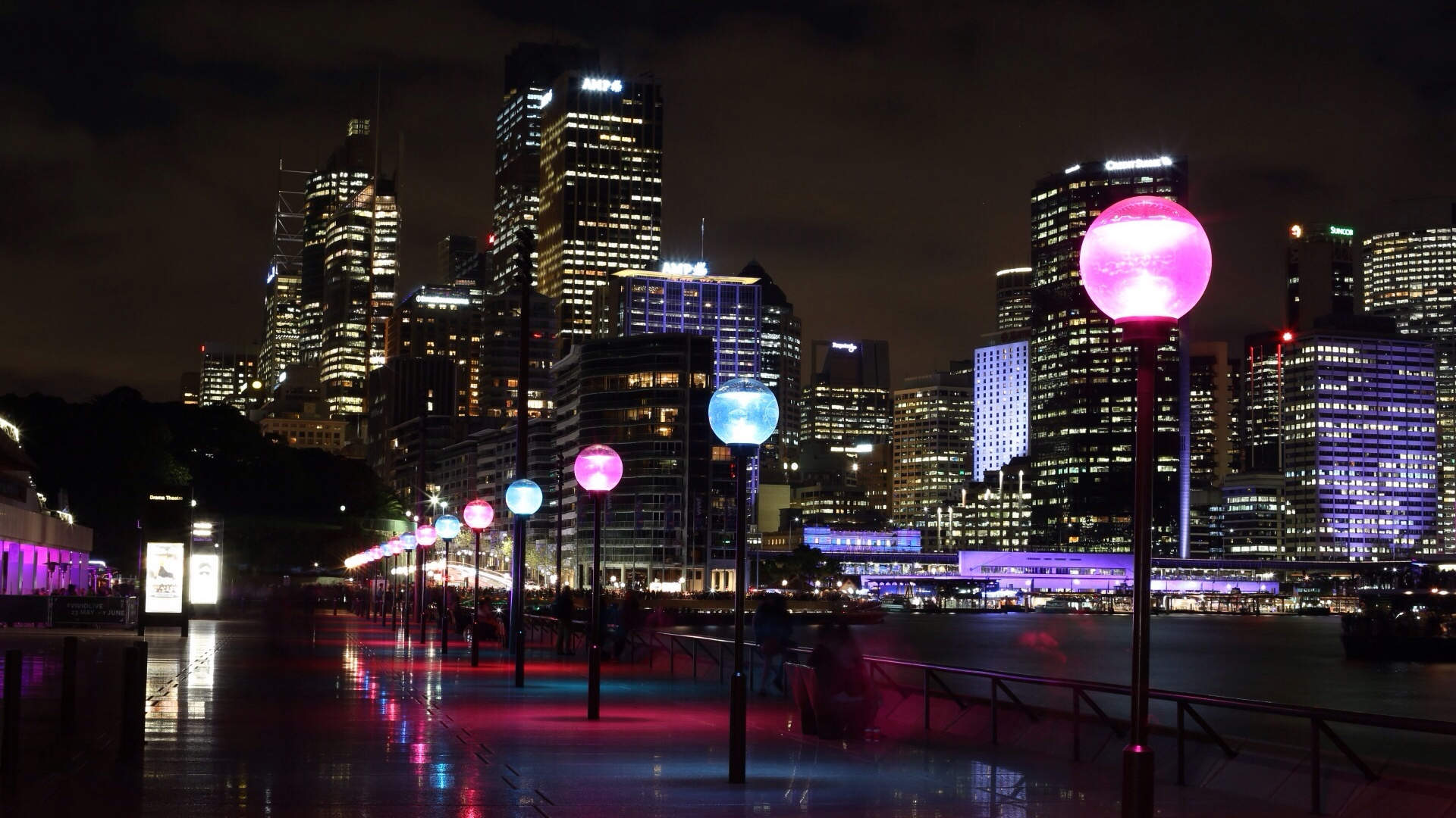 Skyline Der Stadt Bei Nacht Night. Wallpaper in 1920x1080 Resolution