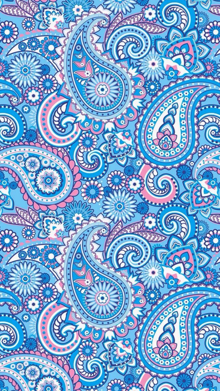 Paisley, Design, Pattern, Textile, Azure. Wallpaper in 720x1280 Resolution