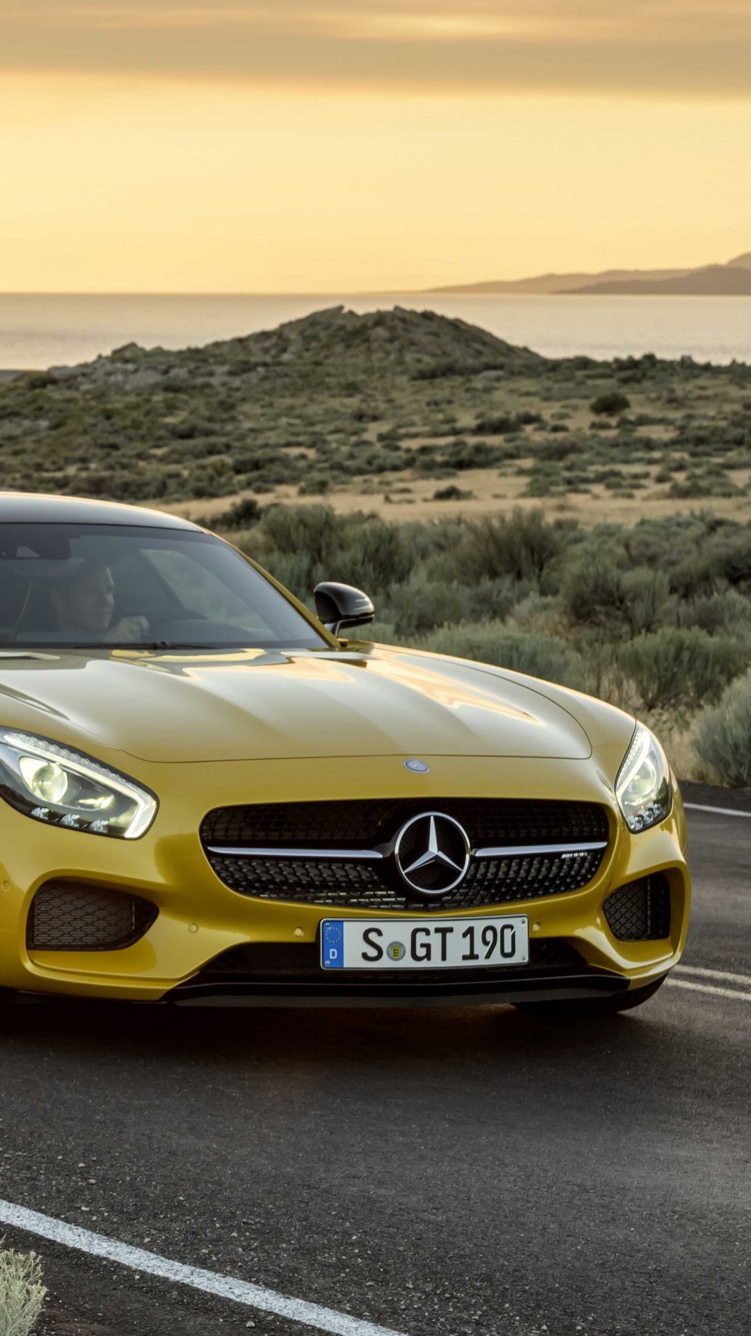 Yellow Mercedes Benz Coupe on Road During Daytime. Wallpaper in 1080x1920 Resolution