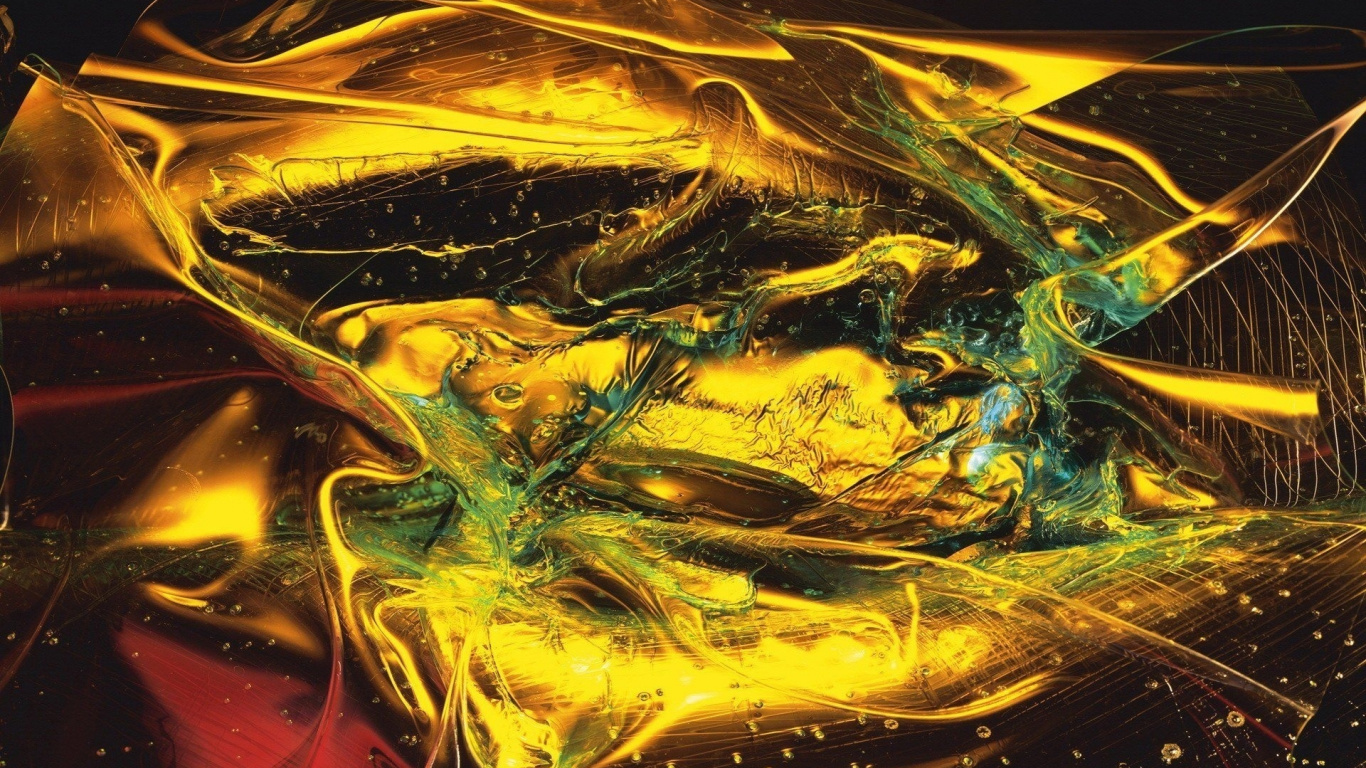 Cuadro Abstracto Amarillo Verde y Azul. Wallpaper in 1366x768 Resolution