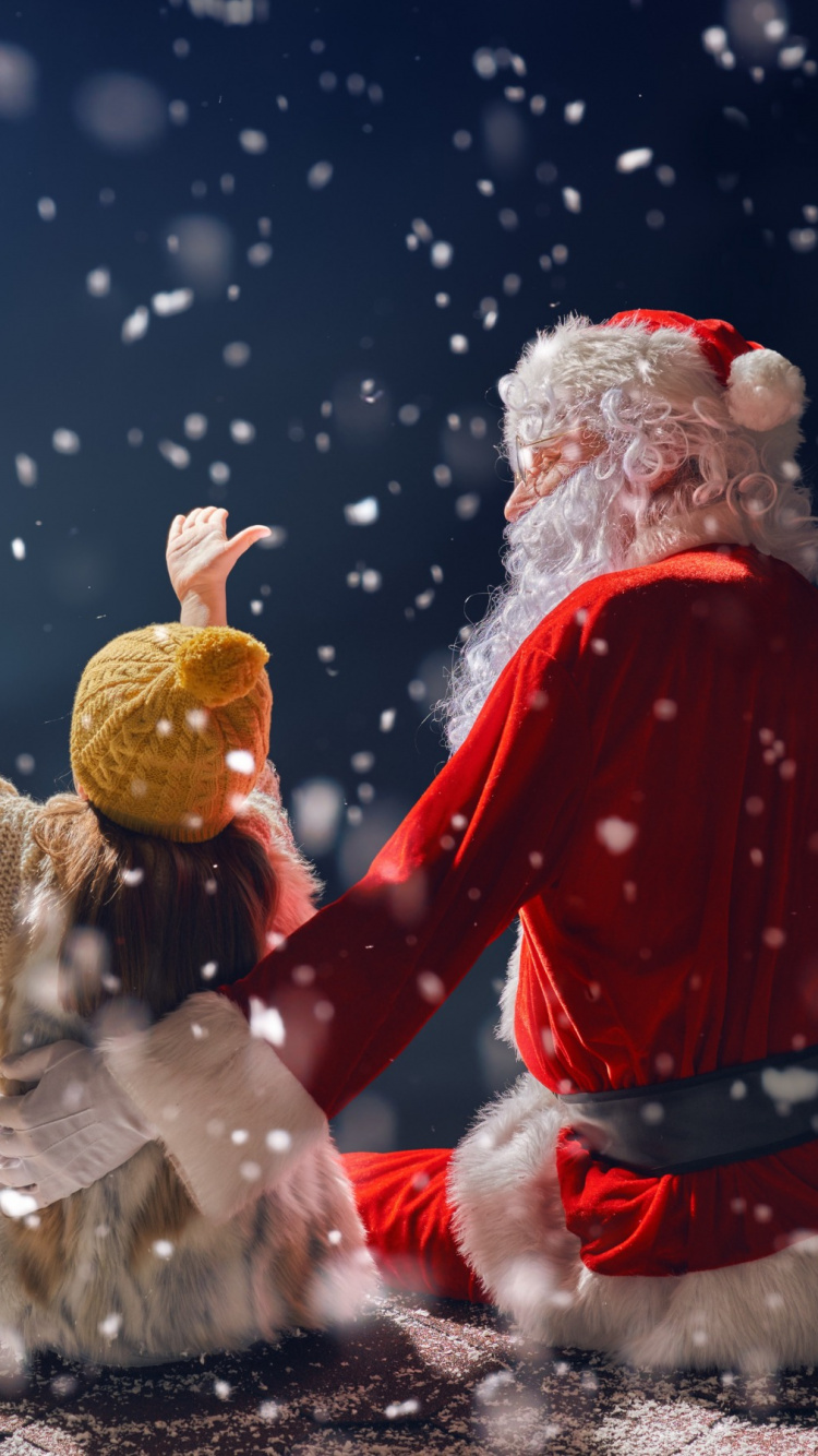 Santa Claus, El Día De Navidad, Nieve, Navidad, Invierno. Wallpaper in 750x1334 Resolution
