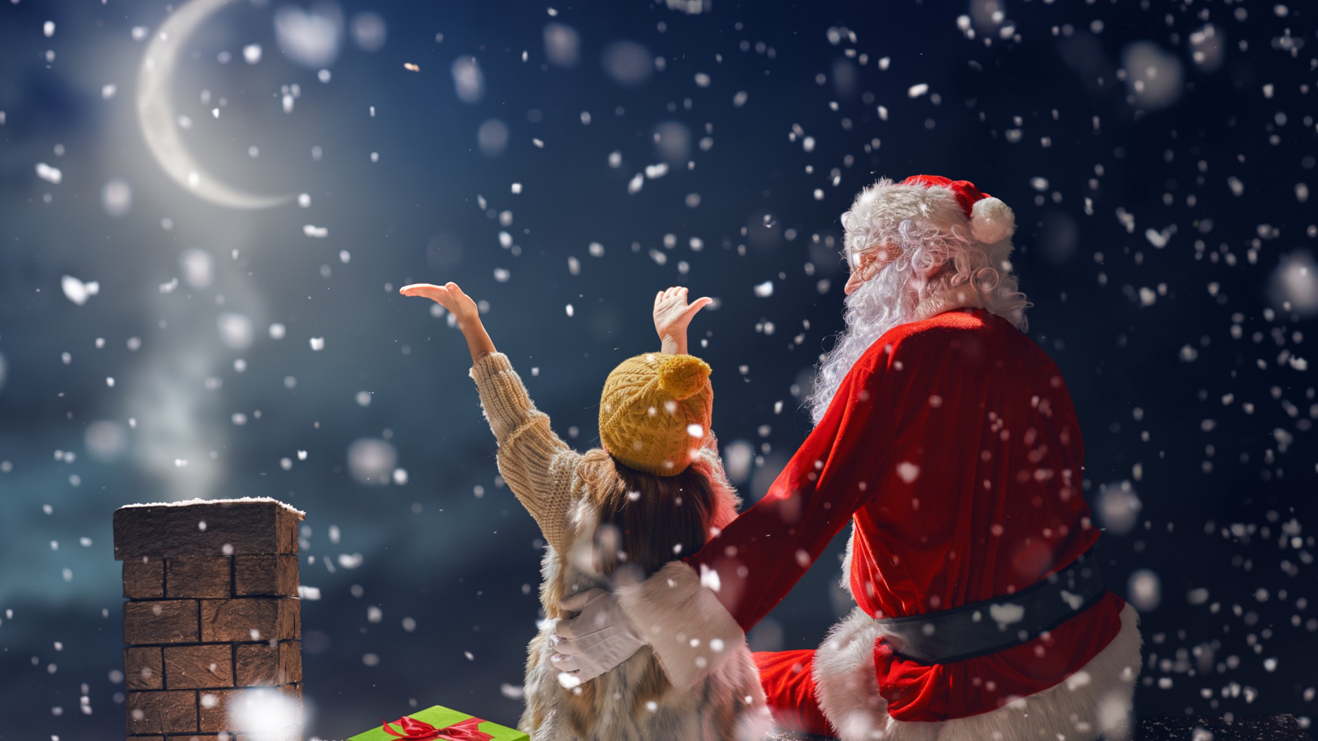 Santa Claus, Le Jour De Noël, Neige, Hiver, Événement. Wallpaper in 1920x1080 Resolution