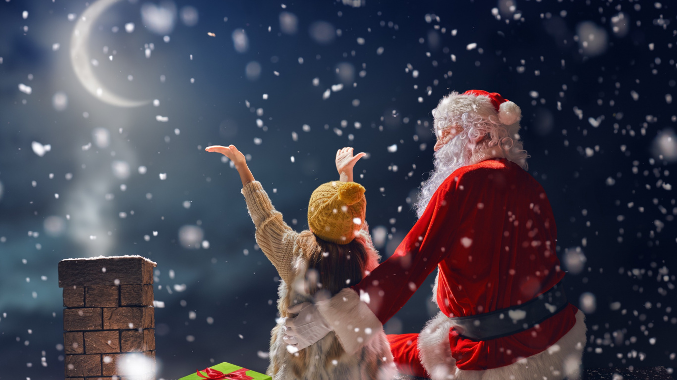 Weihnachtsmann, Weihnachten, Schnee, Winter, Veranstaltung. Wallpaper in 1366x768 Resolution