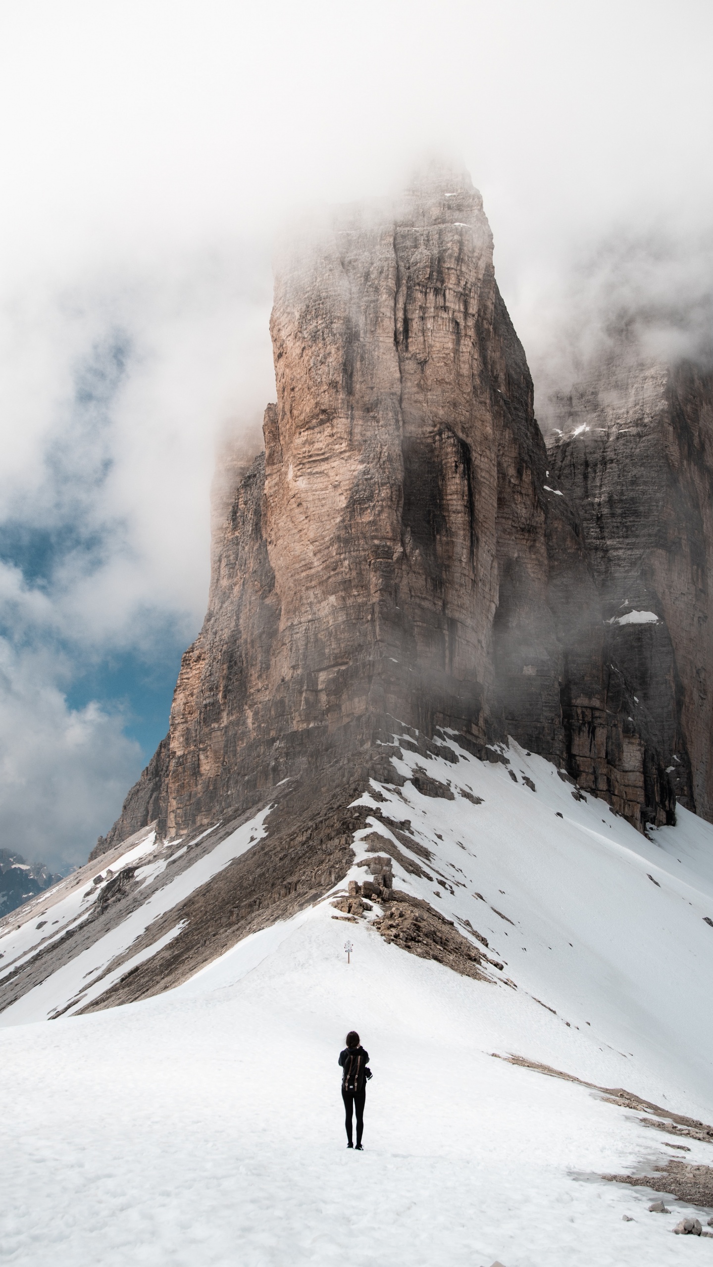 Bergigen Landschaftsformen, Schnee, Gletscher-landform, Winter, Grat. Wallpaper in 1440x2560 Resolution