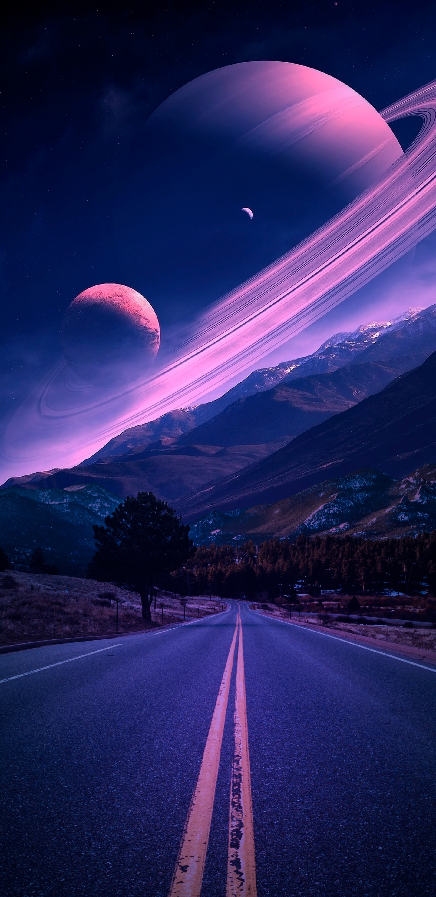 Camino Con el Planeta, Planeta, Tierra, Sistema Solar, Saturno. Wallpaper in 1440x2960 Resolution