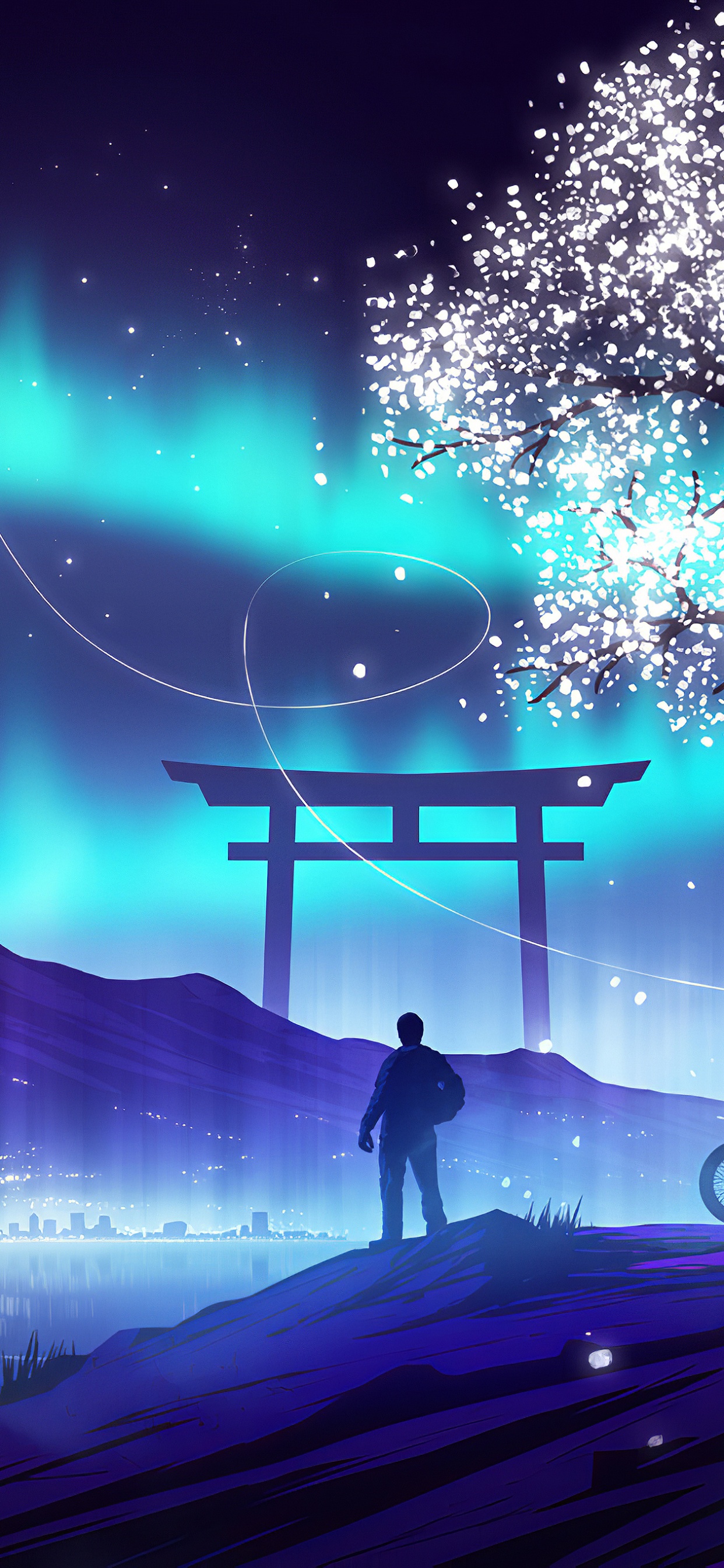 Synthwave, Arte Digital, Ambiente, Luz, Morado. Wallpaper in 1242x2688 Resolution