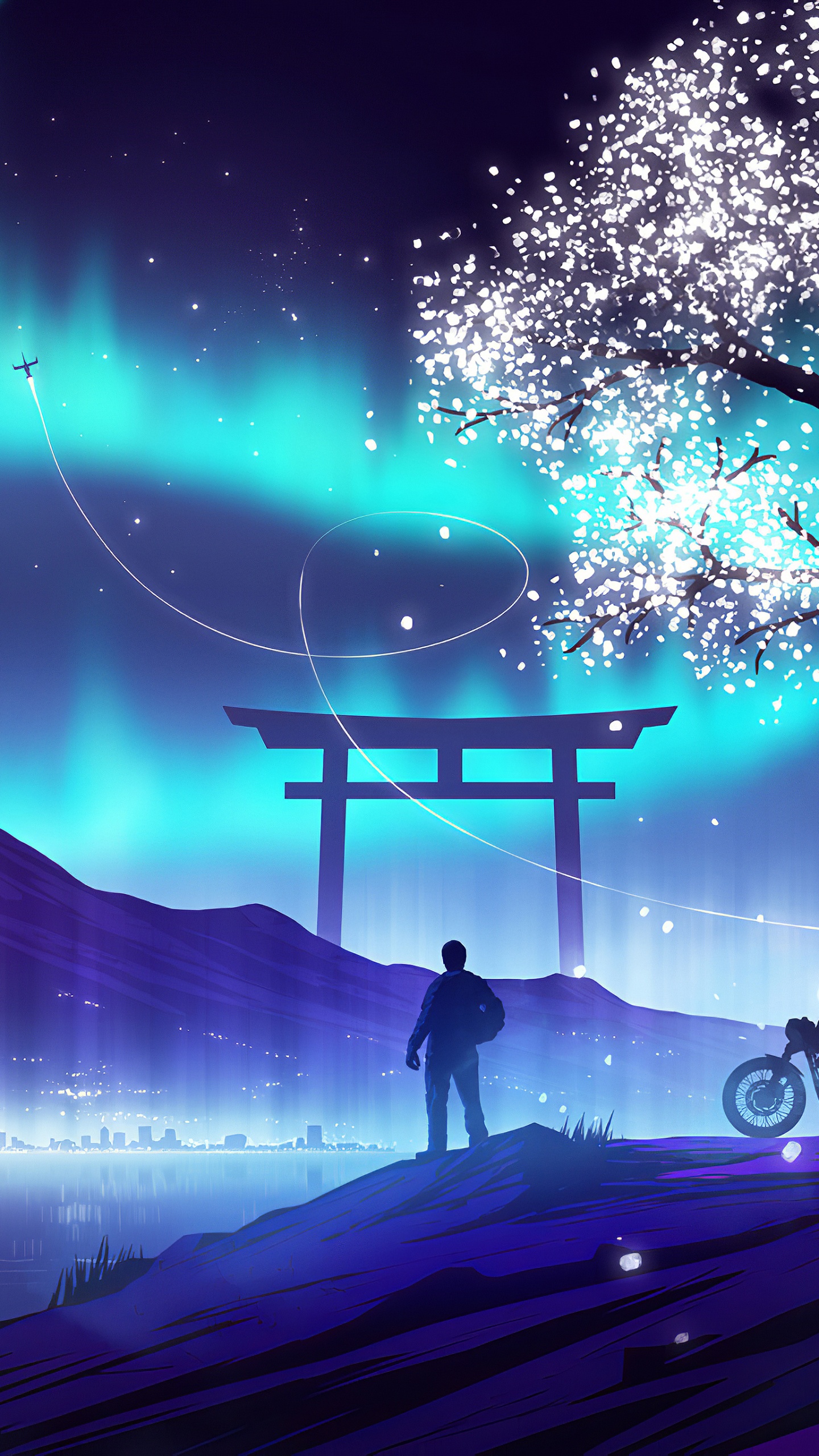 Synthwave, Arte Digital, Ambiente, Luz, Morado. Wallpaper in 1440x2560 Resolution