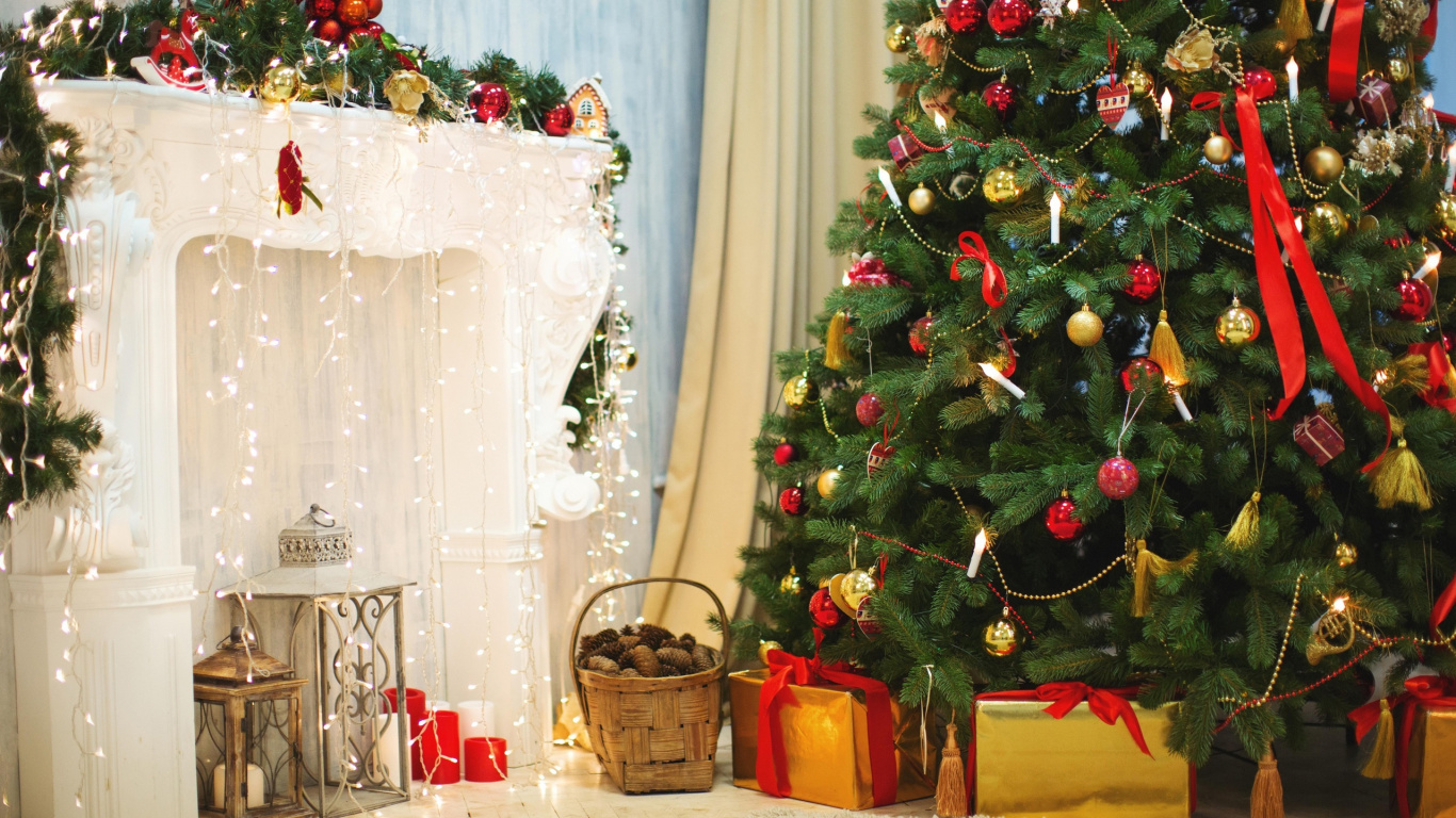 New Year Tree, Christmas Tree, Christmas Day, New Year, Holiday. Wallpaper in 1366x768 Resolution