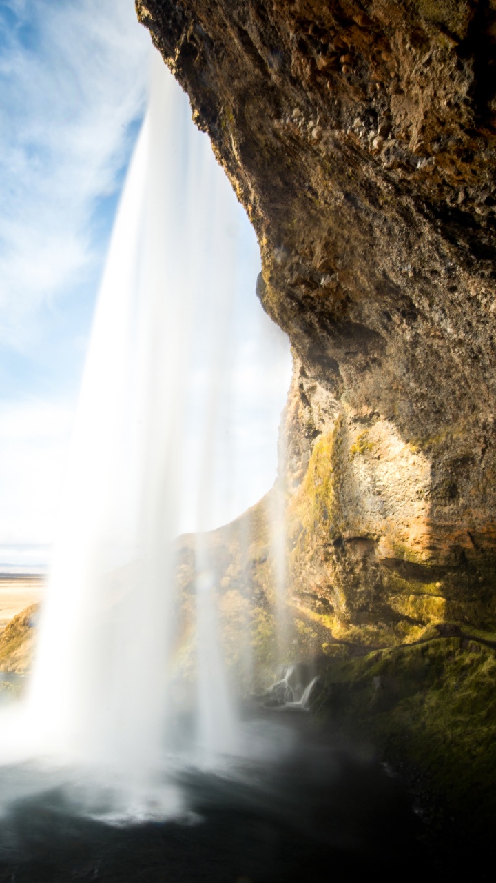 Seljalandsfoss, Wasserfall, Natur, Wasser, Rock. Wallpaper in 720x1280 Resolution