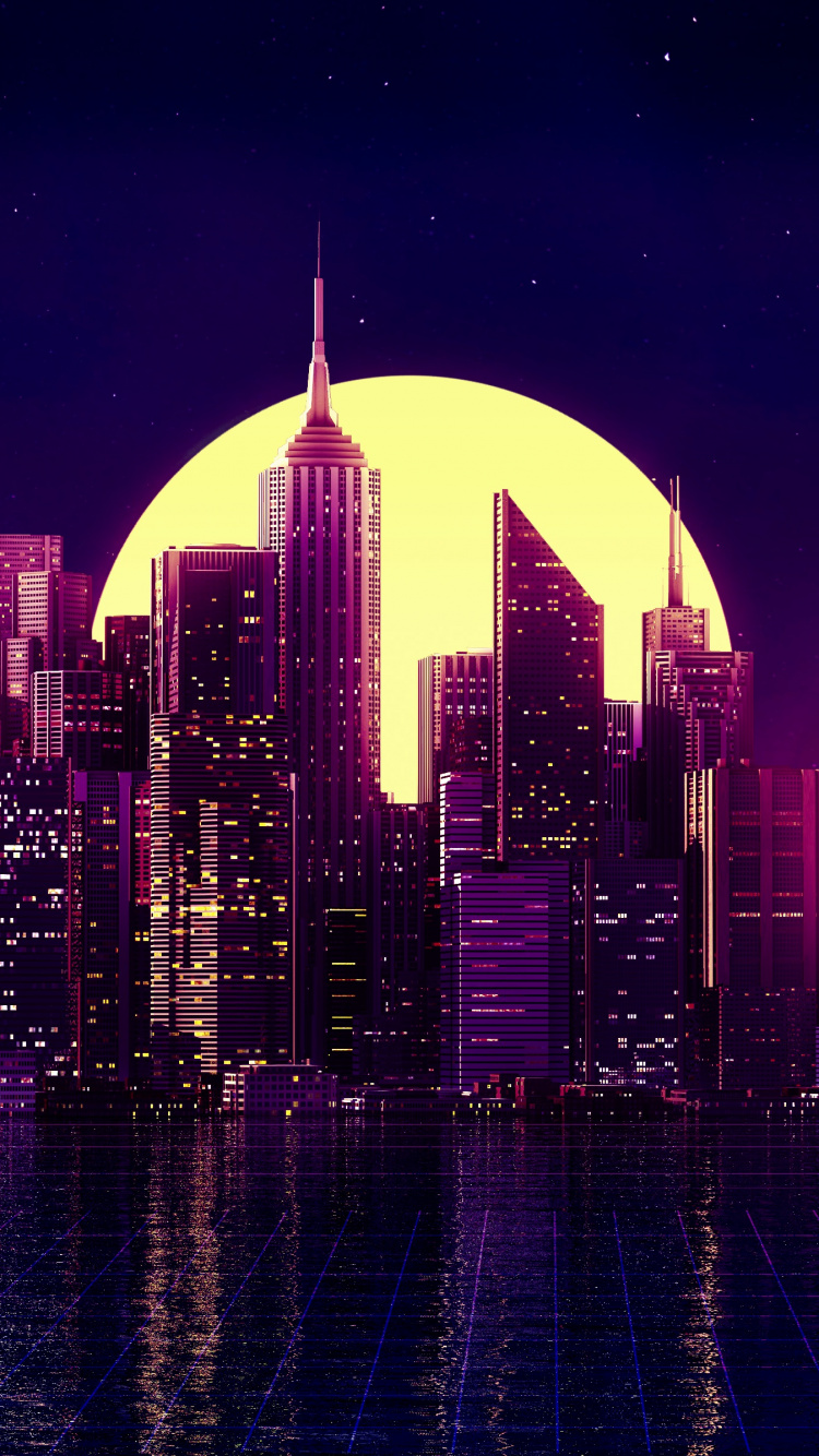 City Skyline During Night Time. Wallpaper in 750x1334 Resolution