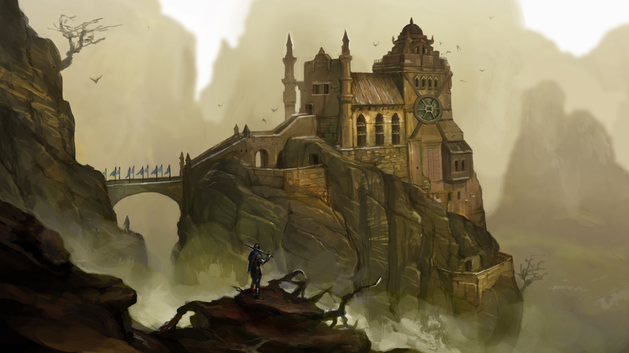 Braunes Und Weißes Betongebäude in Der Nähe Von Gewässermalerei. Wallpaper in 1280x720 Resolution