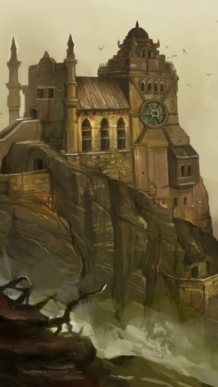 Braunes Und Weißes Betongebäude in Der Nähe Von Gewässermalerei. Wallpaper in 720x1280 Resolution