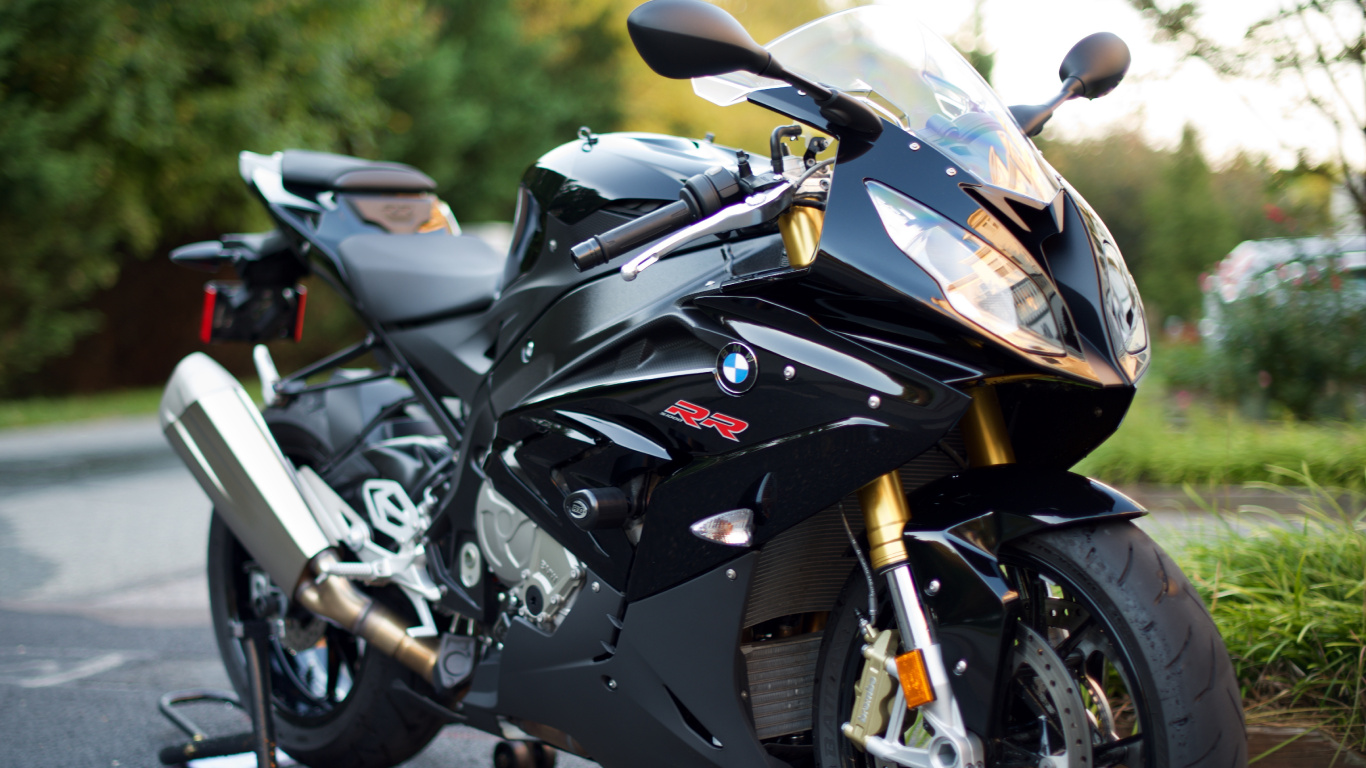 Black and White Sports Bike on Road During Daytime. Wallpaper in 1366x768 Resolution