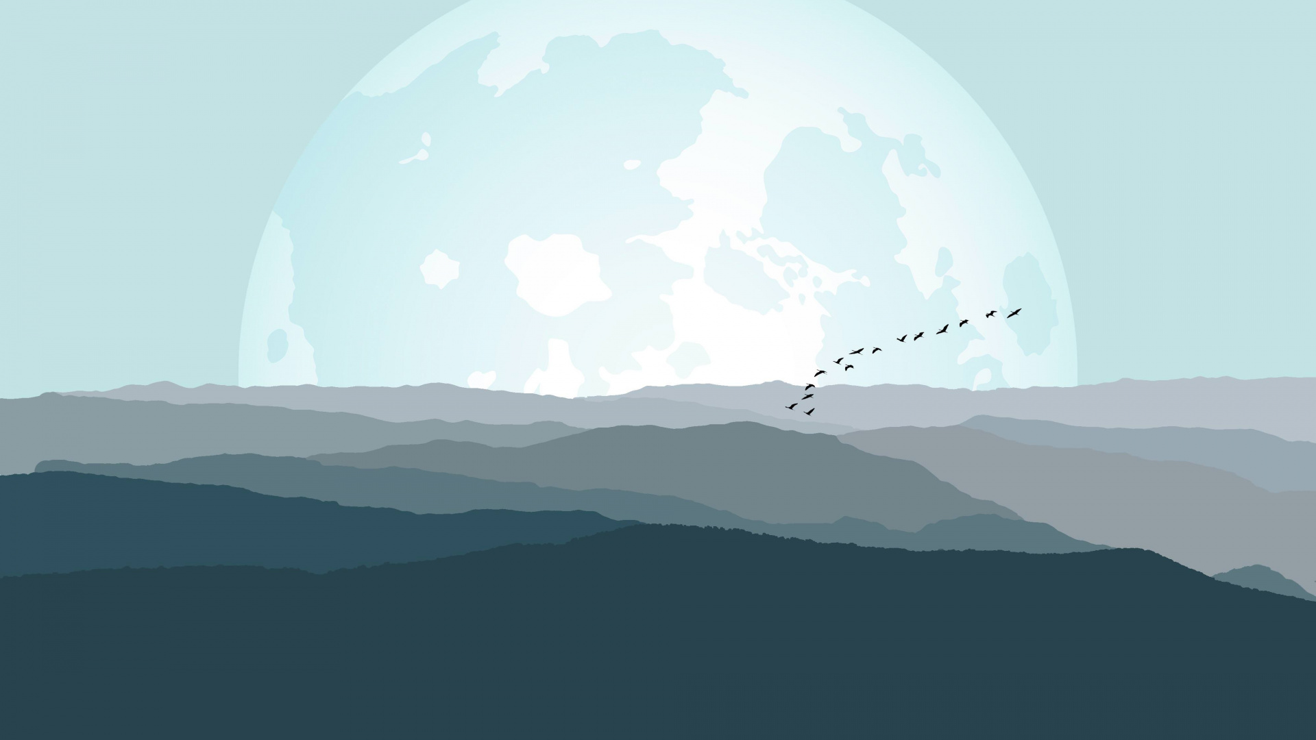 大雾山, 气氛, 山脉, 天空, 简约 壁纸 1920x1080 允许