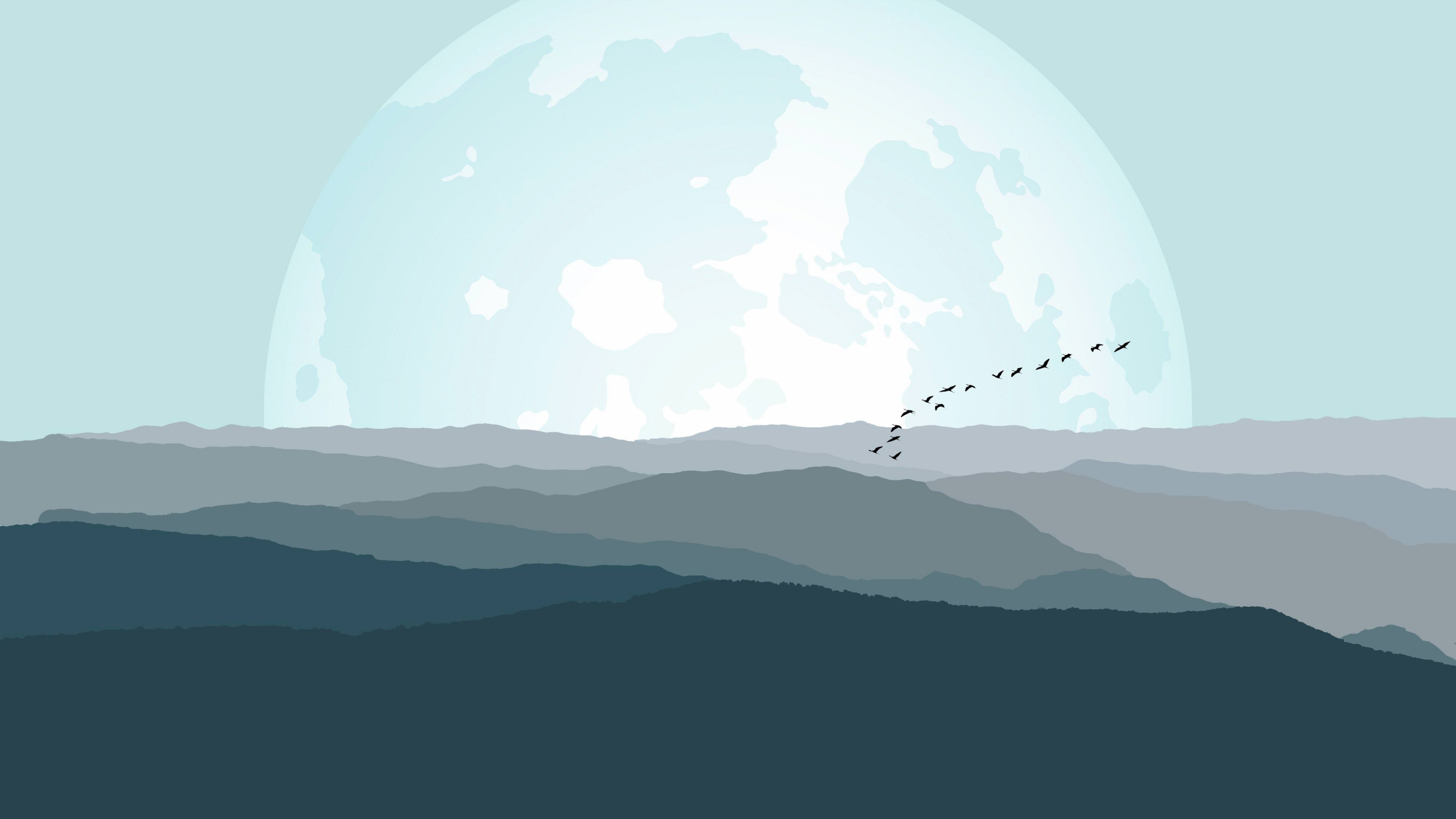 大雾山, 气氛, 山脉, 天空, 简约 壁纸 2560x1440 允许