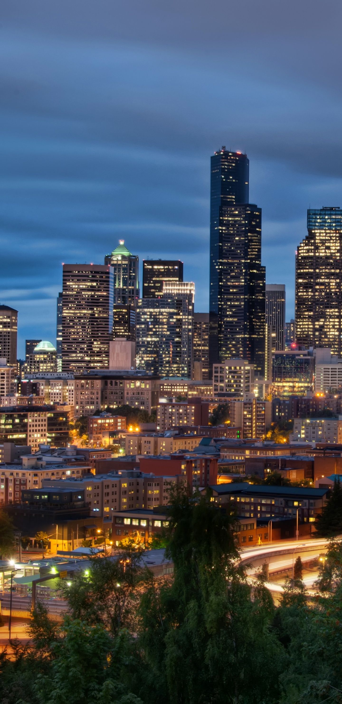 Lumières de la Ville Pendant la Nuit. Wallpaper in 1440x2960 Resolution