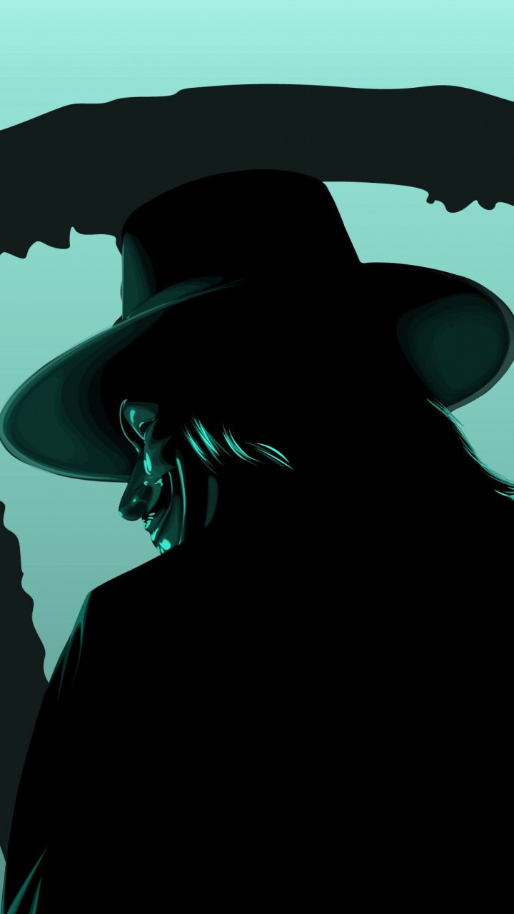 Silhouette Einer Frau Mit Hut. Wallpaper in 720x1280 Resolution