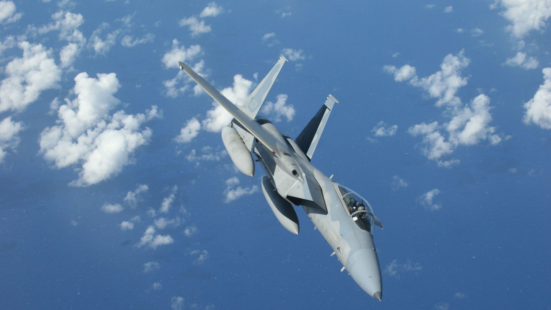 Avion de Chasse Gris Volant Dans le Ciel. Wallpaper in 1920x1080 Resolution