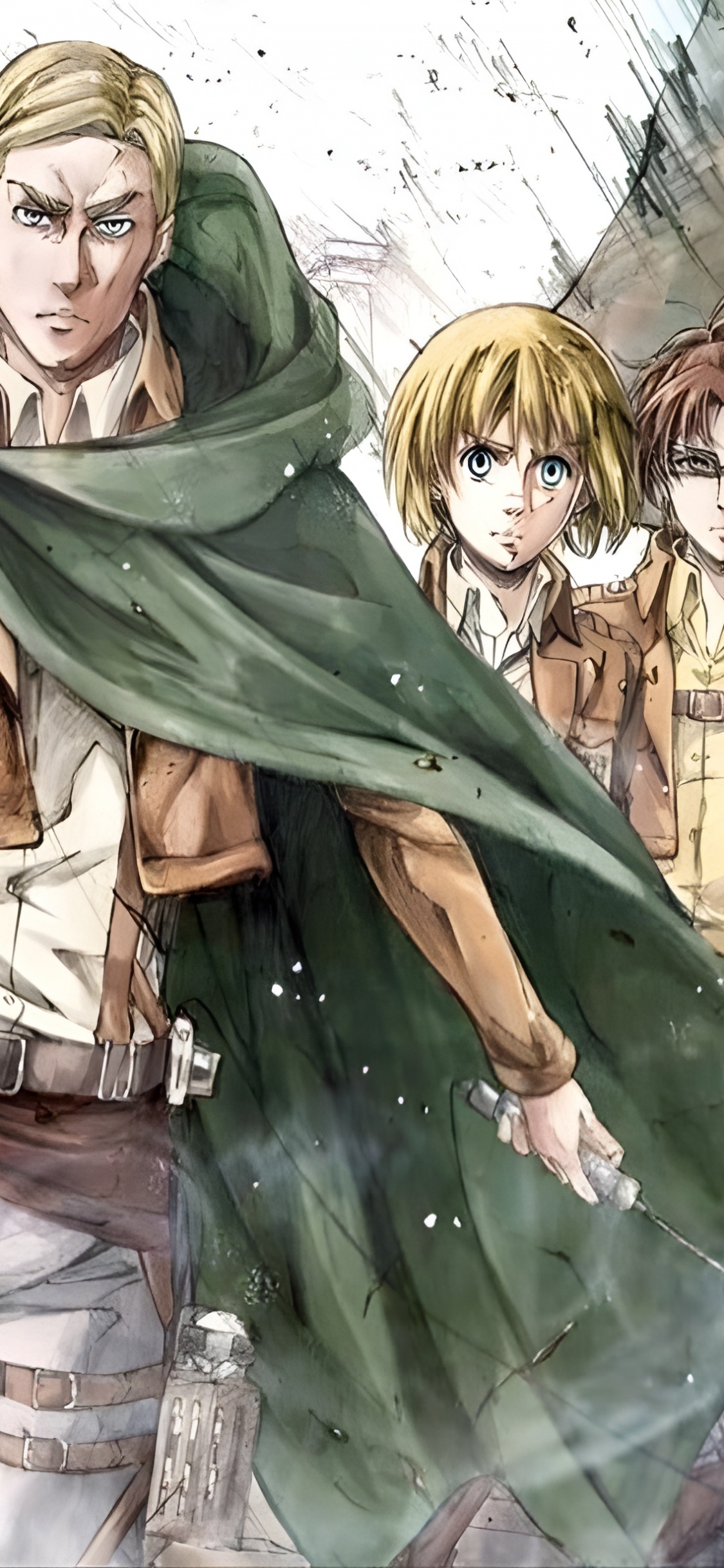 Aot End Card, Jean Kirstein, Levi Ackerman, Attack on Titan, Mikasa Ackerman. Wallpaper in 1125x2436 Resolution