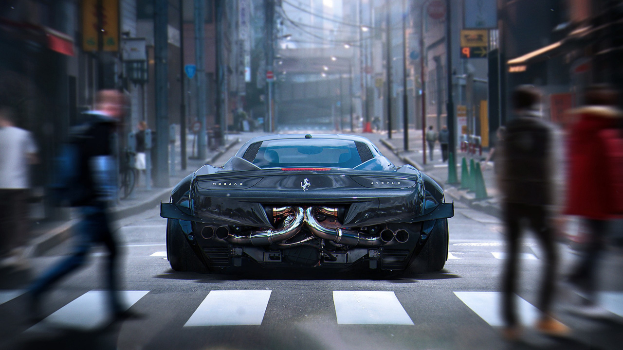 Porsche 911 Noire Sur Route Pendant la Journée. Wallpaper in 1280x720 Resolution