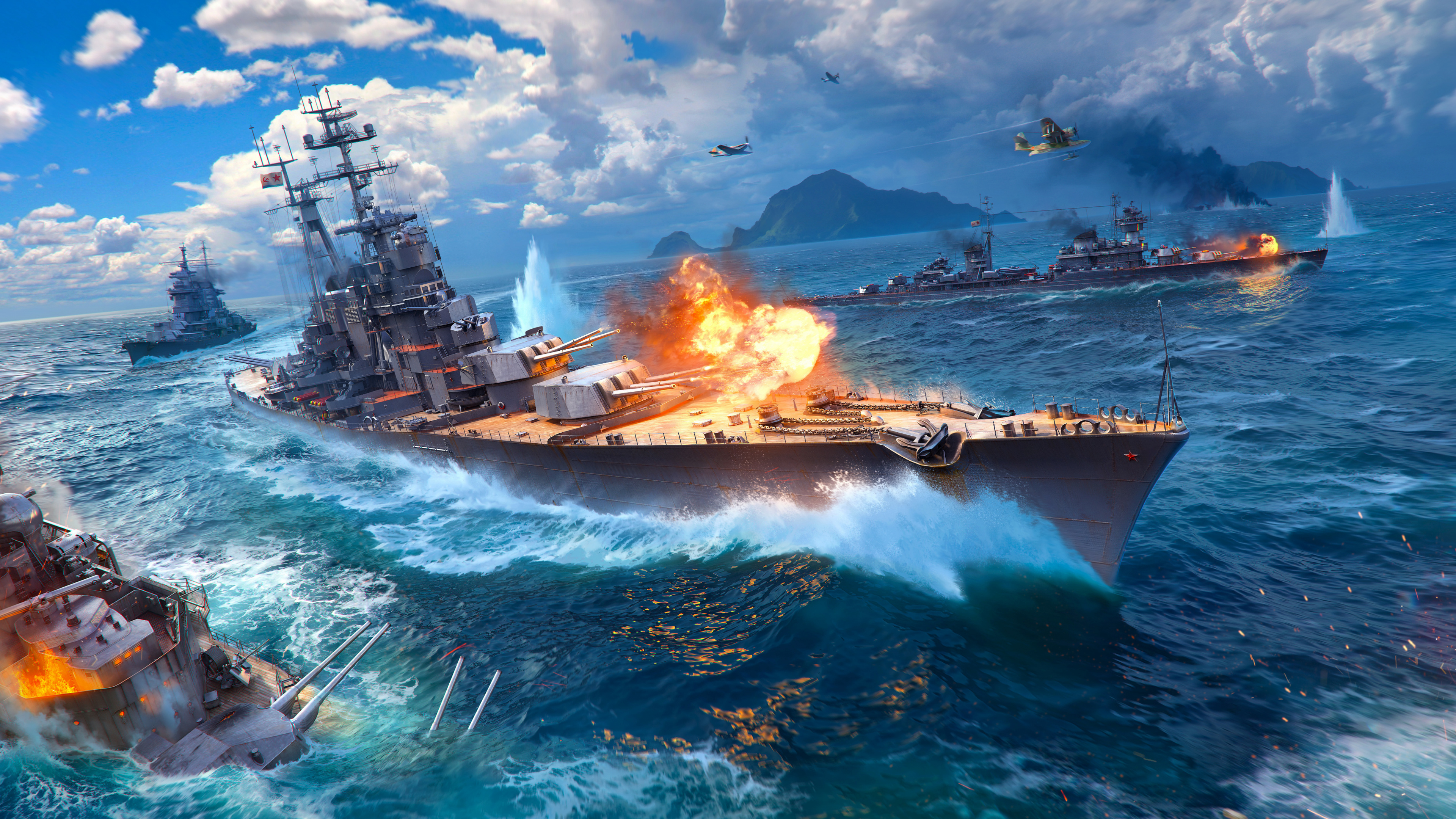 世界的战舰, 军舰, 战舰, 巡洋舰, 战争游戏 壁纸 3840x2160 允许