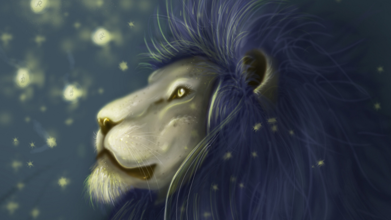 Tête de Lion Blanche et Noire. Wallpaper in 1366x768 Resolution