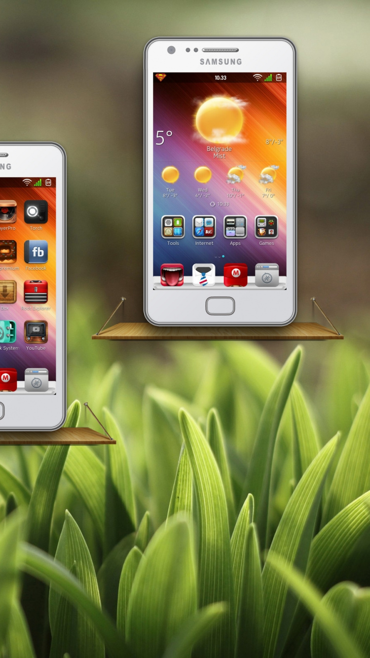 White Samsung Galaxy Smartphone on Green Grass. Wallpaper in 750x1334 Resolution