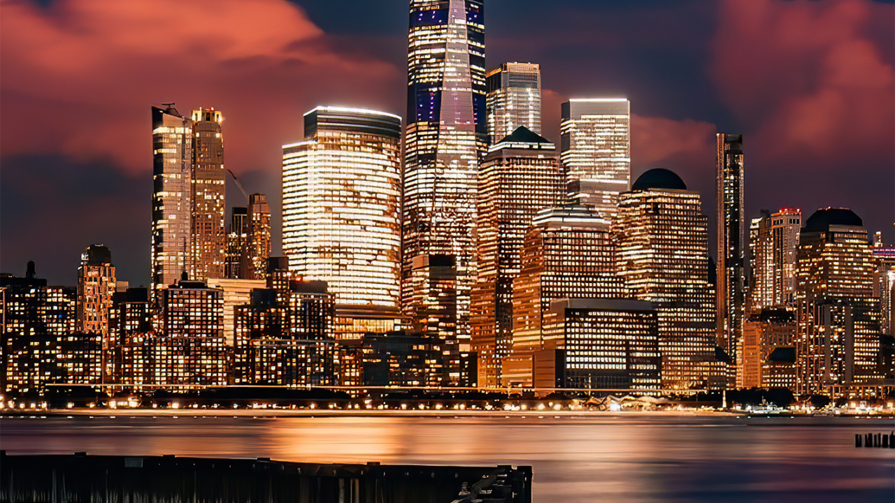 Cityscape, Skyscraper, Cloud, Building, Water. Wallpaper in 1280x720 Resolution