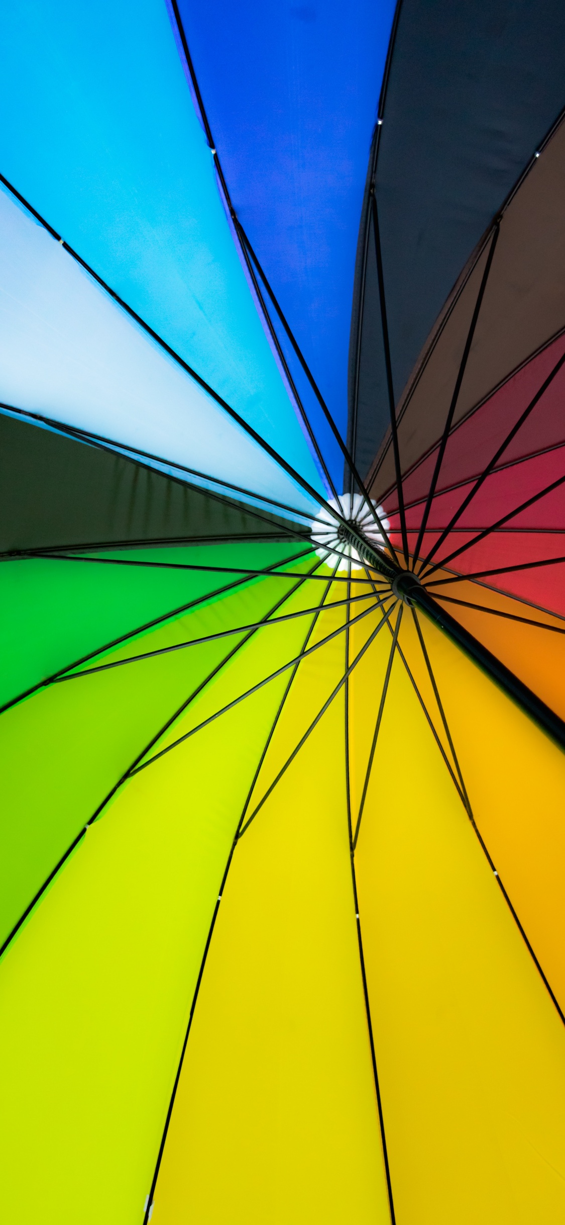 Yellow Green and Purple Umbrella. Wallpaper in 1125x2436 Resolution