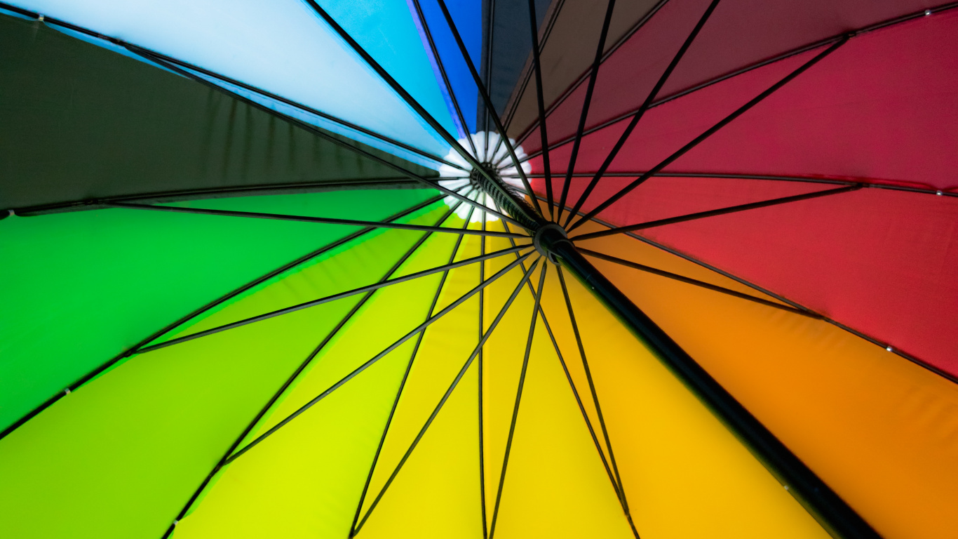 Yellow Green and Purple Umbrella. Wallpaper in 1366x768 Resolution